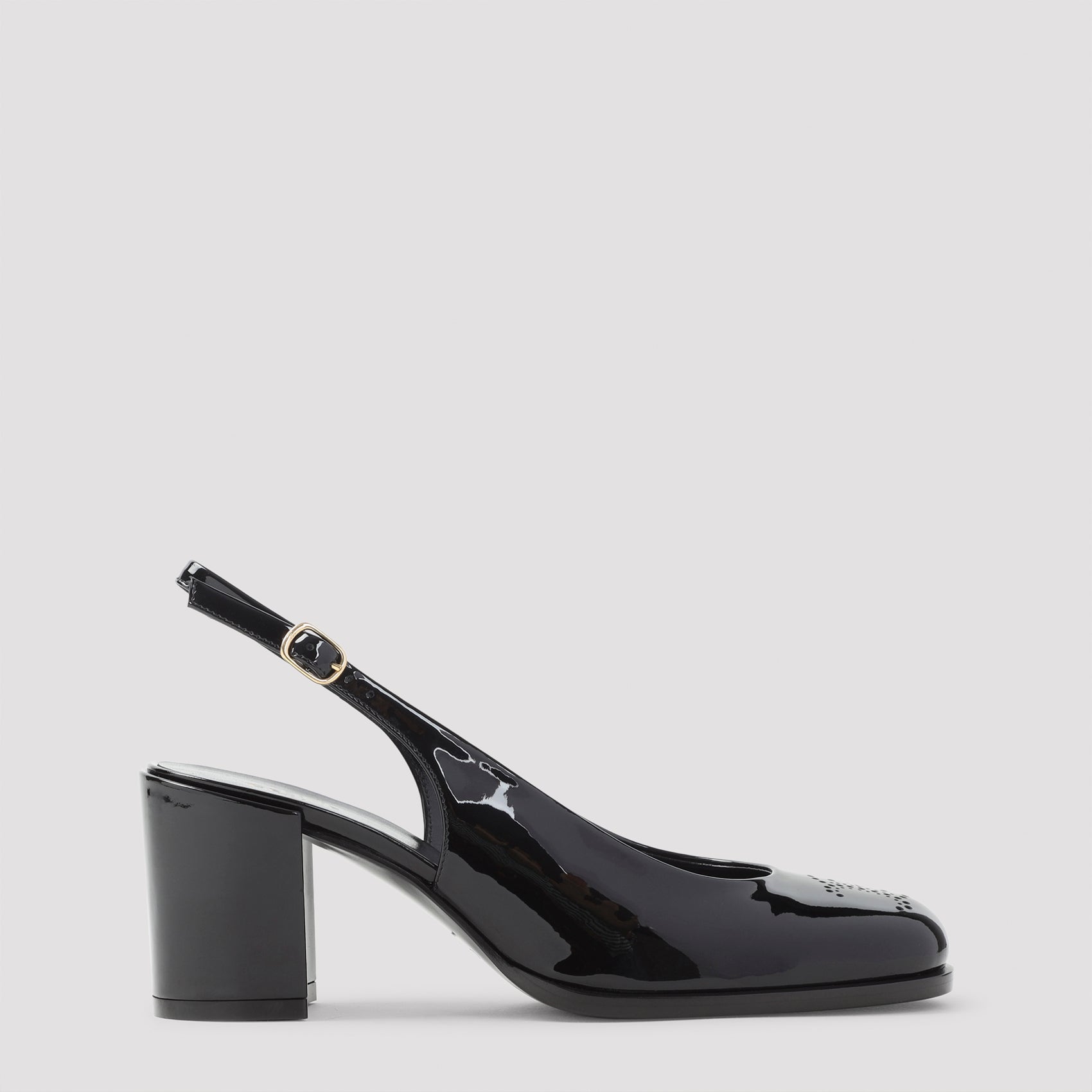 Black Calf Leather Slingbacks