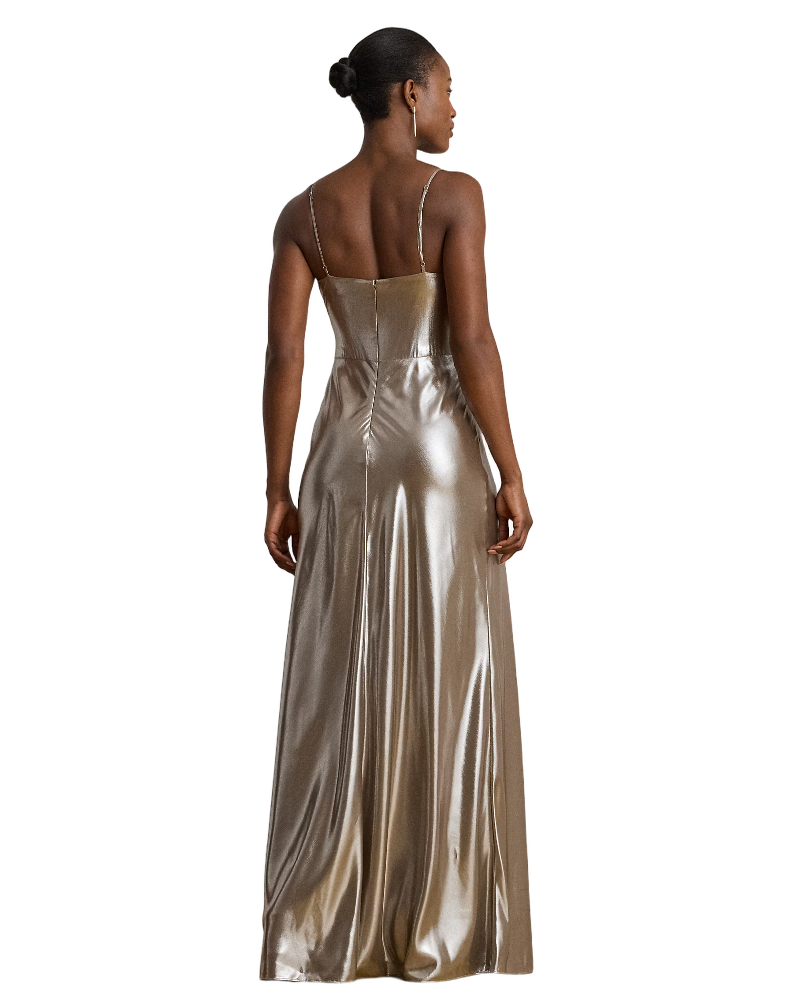 Raehan Long Sleeveless Gown With Metallic Details