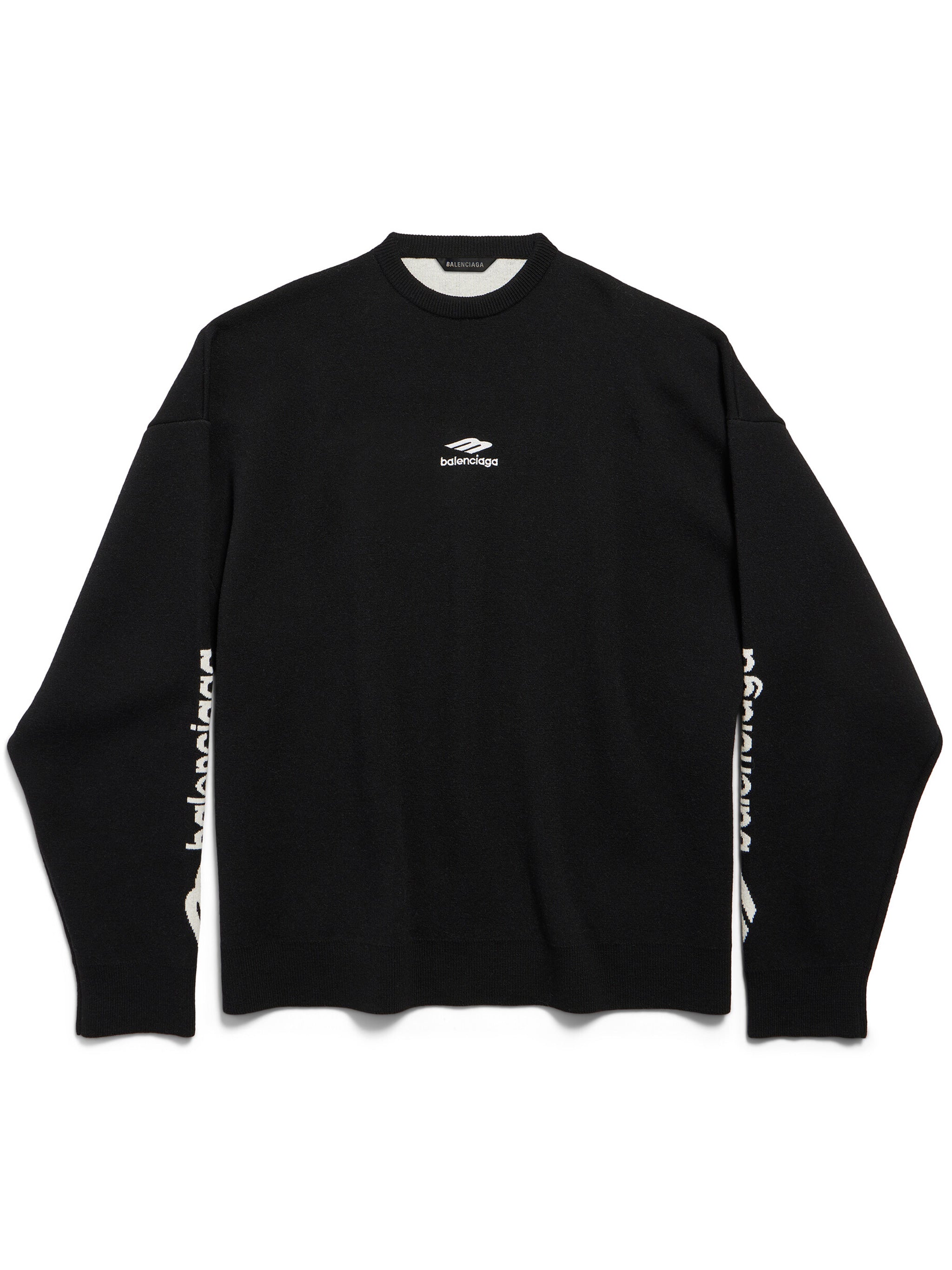 Black Ski Crewneck Vertical Logo Sweater