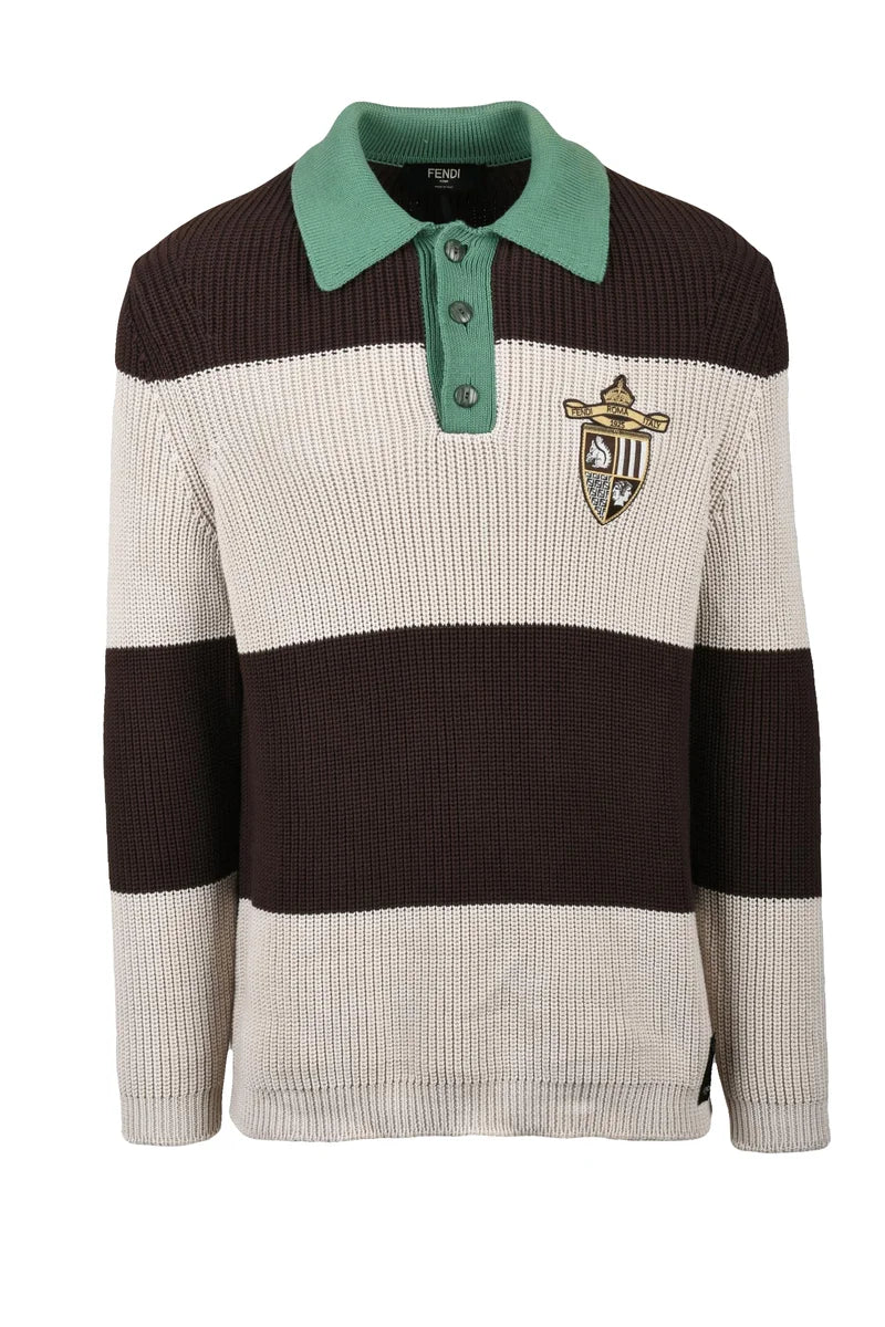 Tricot Polo Cotton - Green/Brown