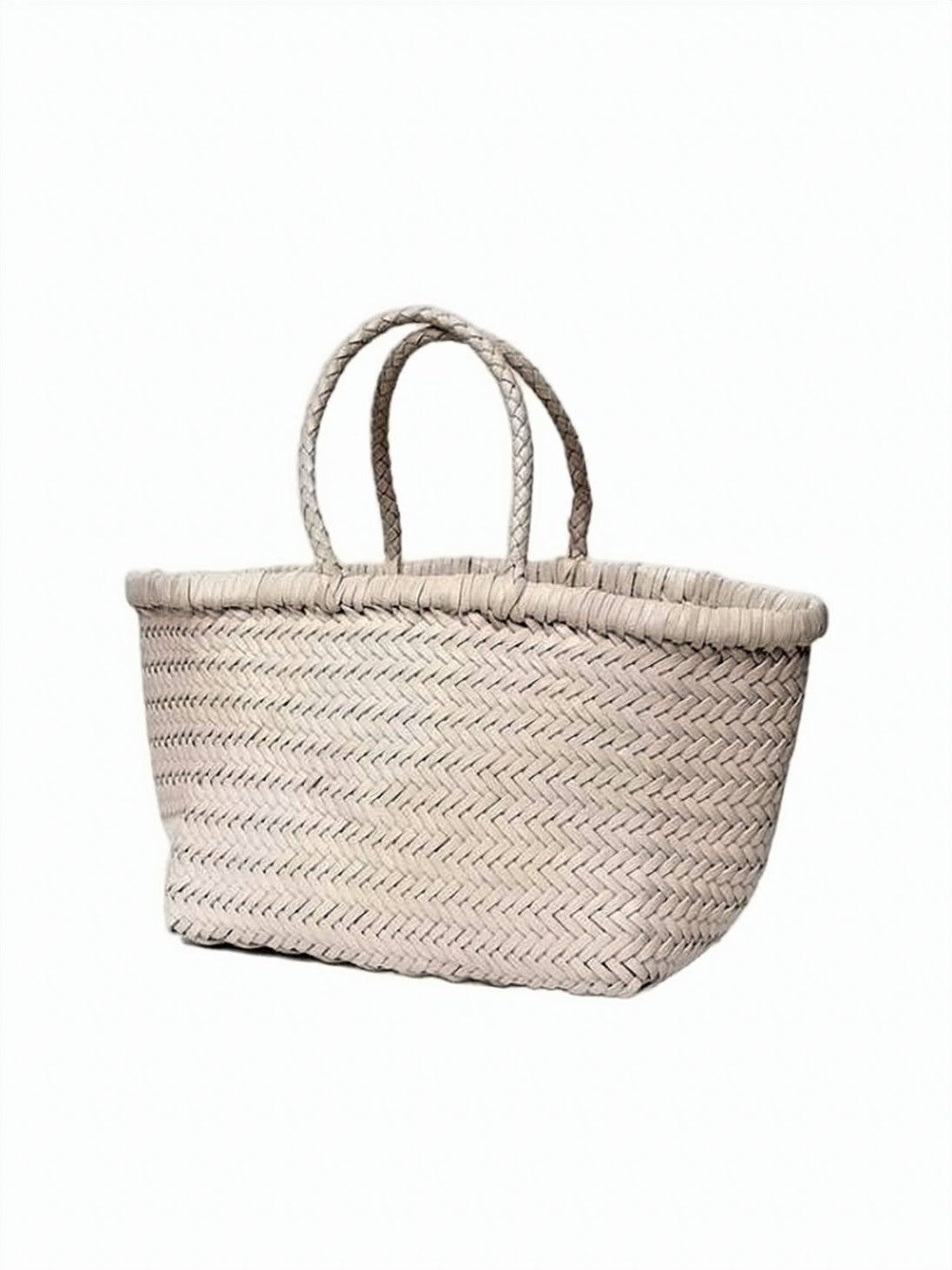 Structured Woven Calf Leather Tote Bag