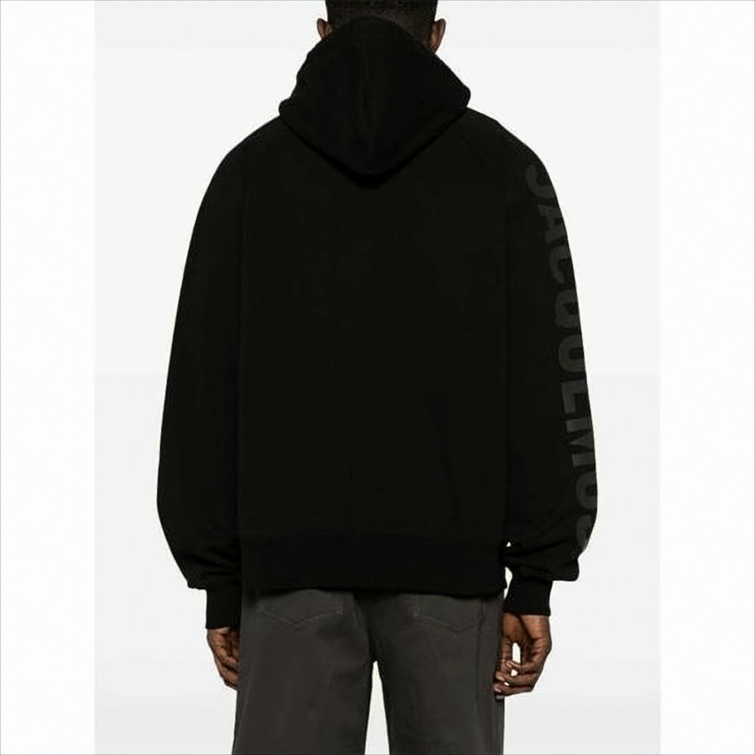 Relaxed Fit Black Cotton Hoodie With Tonal Logo