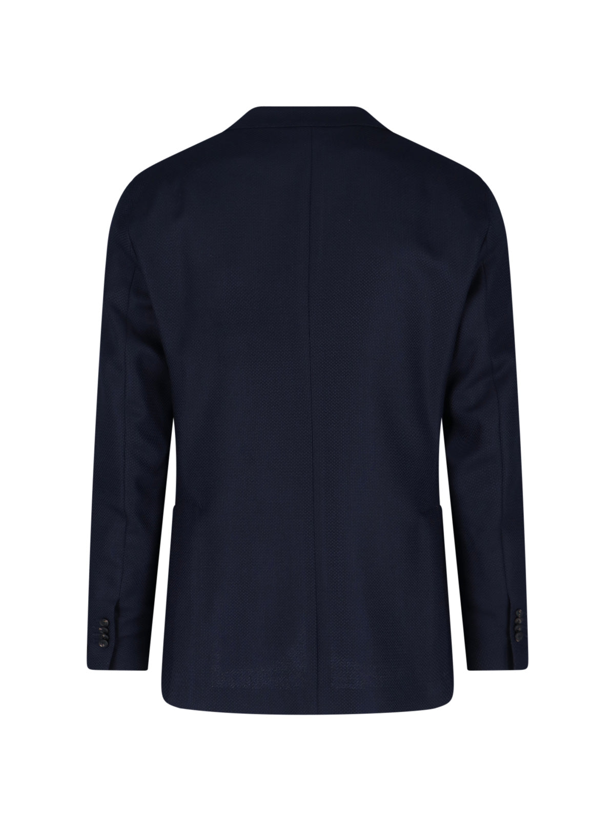 Navy Virgin Wool Single-Breasted Blazer