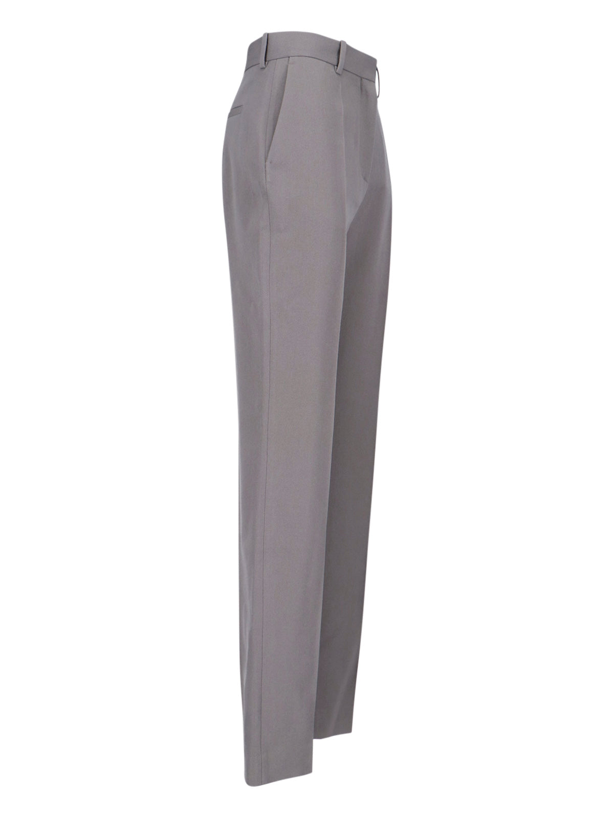 Tailored Grey Wool Straight-Leg Trousers