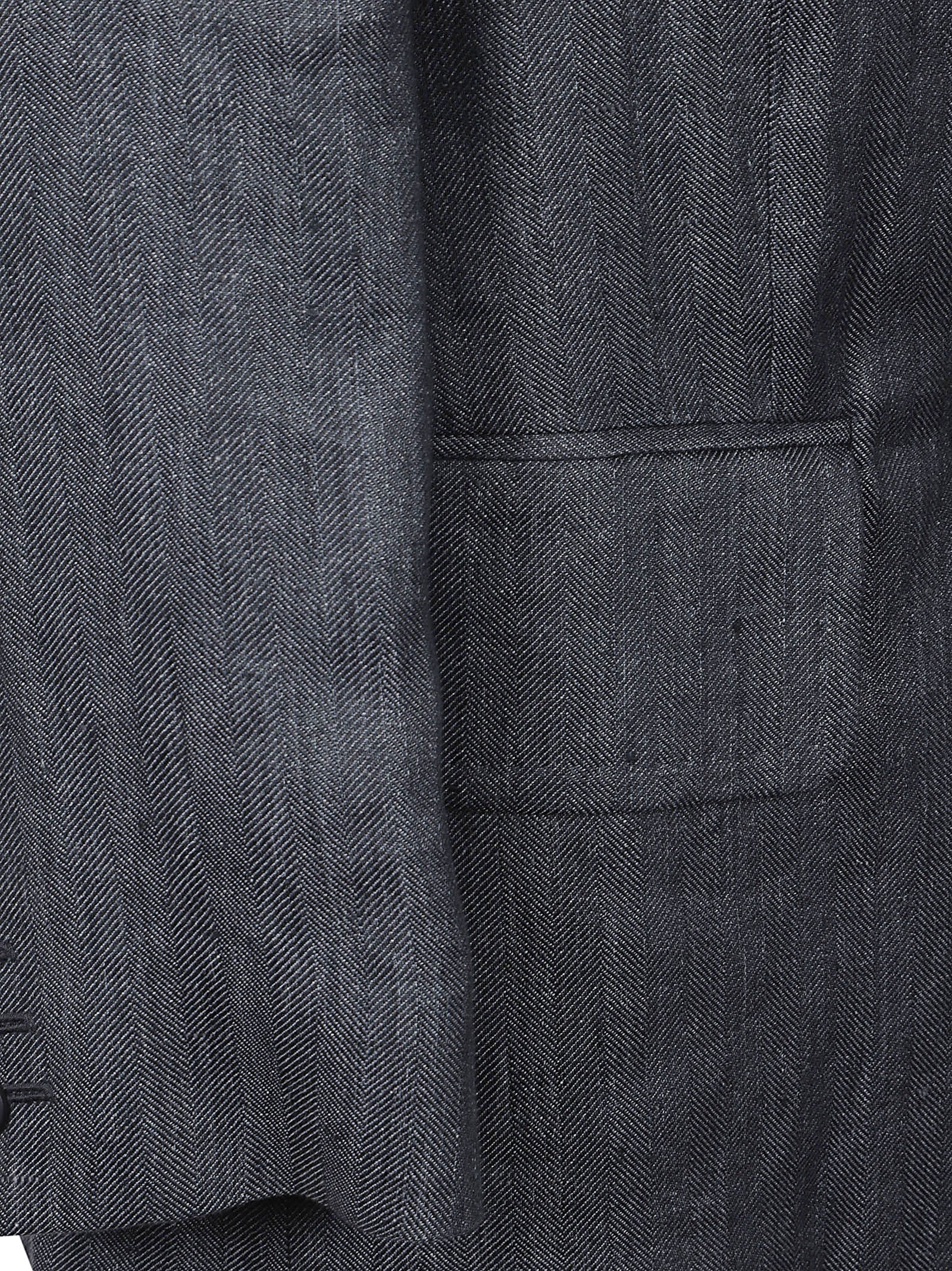 Double-Breasted Herringbone Blazer with Wide Lapels