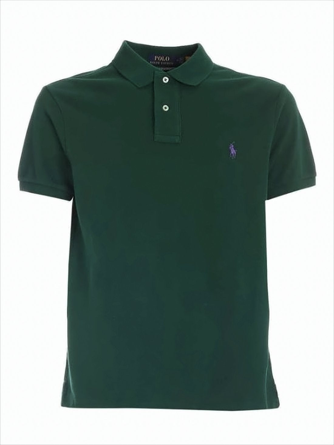 Classic Green Polo Shirt with Two-Button Placket