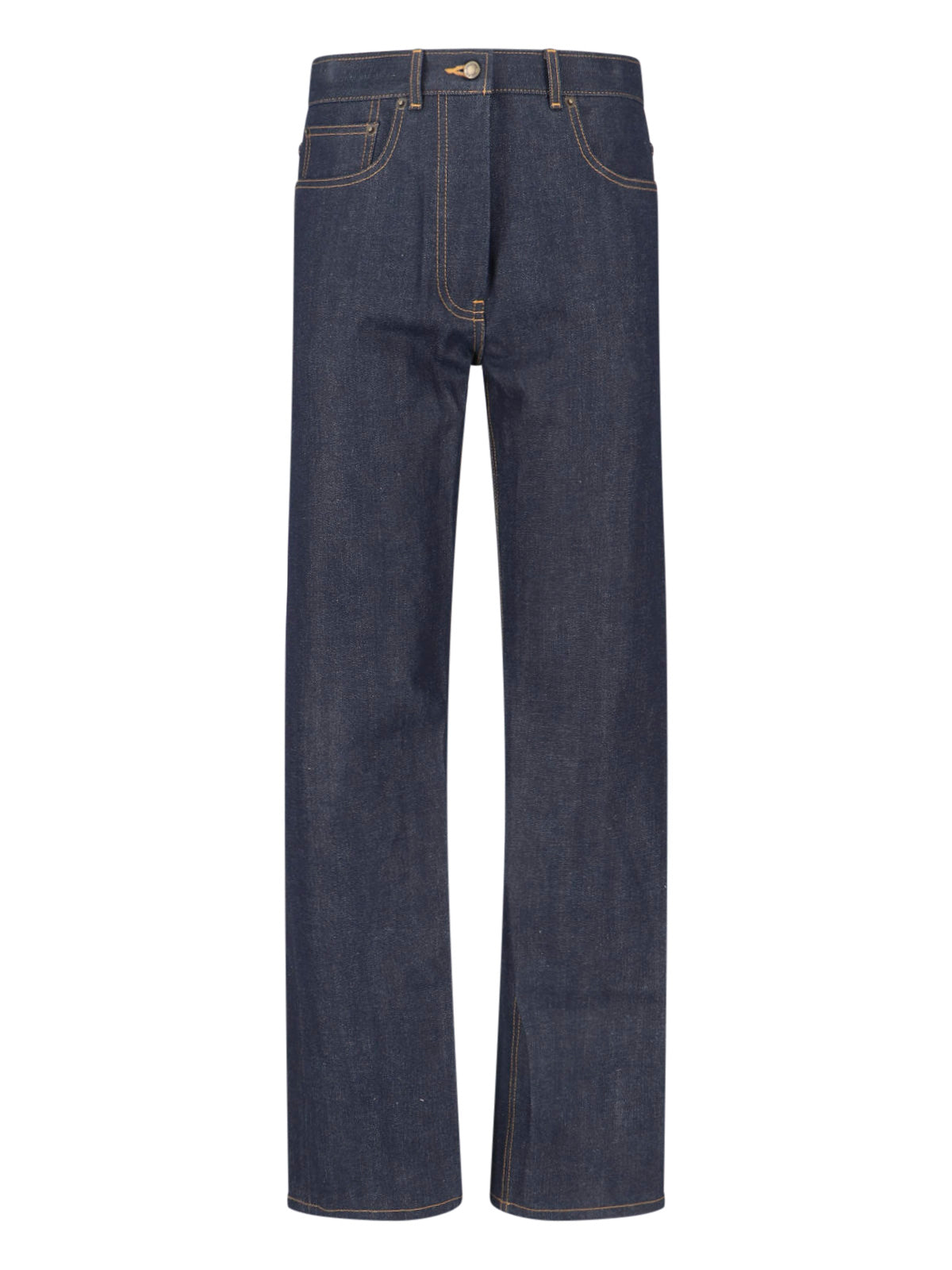 Blue Mid-Rise Straight-Leg Denim Jeans