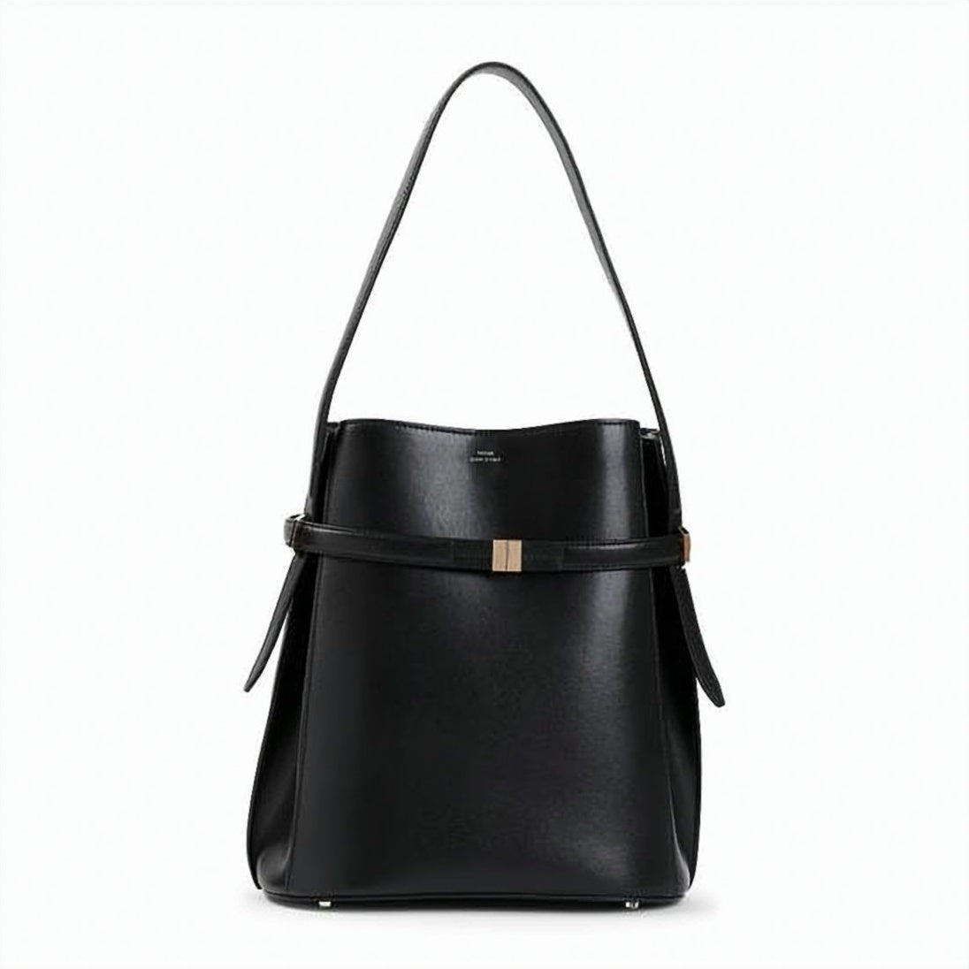 Structured Black Cow Leather Shoulder Bag
