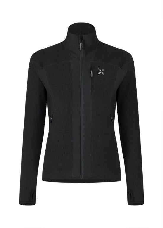 Fitted Black Jacket with High Collar and Zippered Pockets