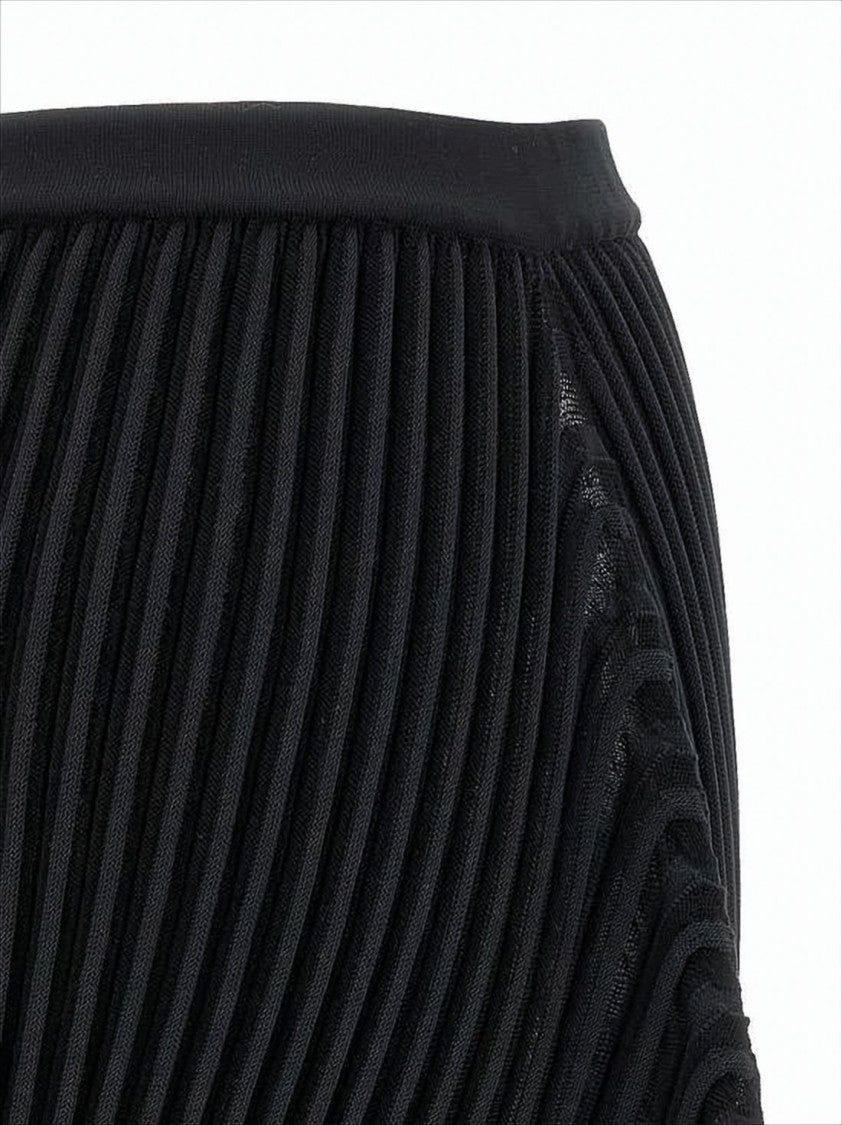 Pleated Midi Skirt with Textured Design