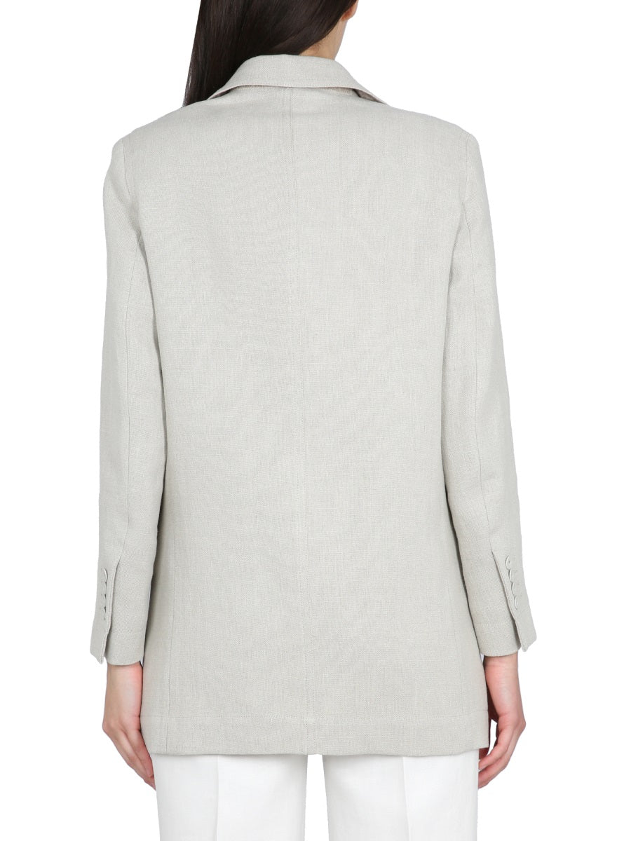 Textured Flax Linen Jacket with Front Button Closure