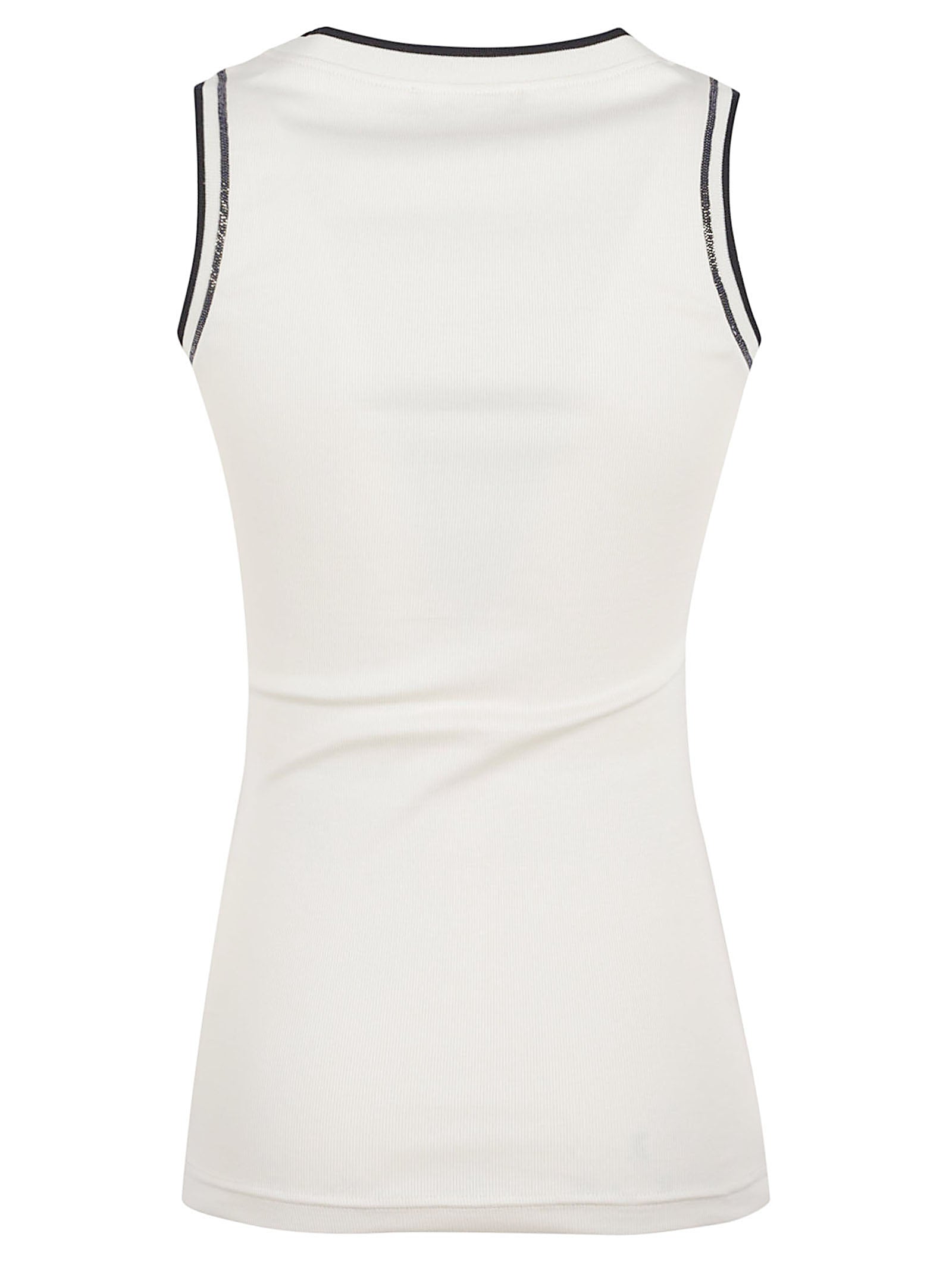 Sleeveless Fitted Top with Contrasting Trim Detail