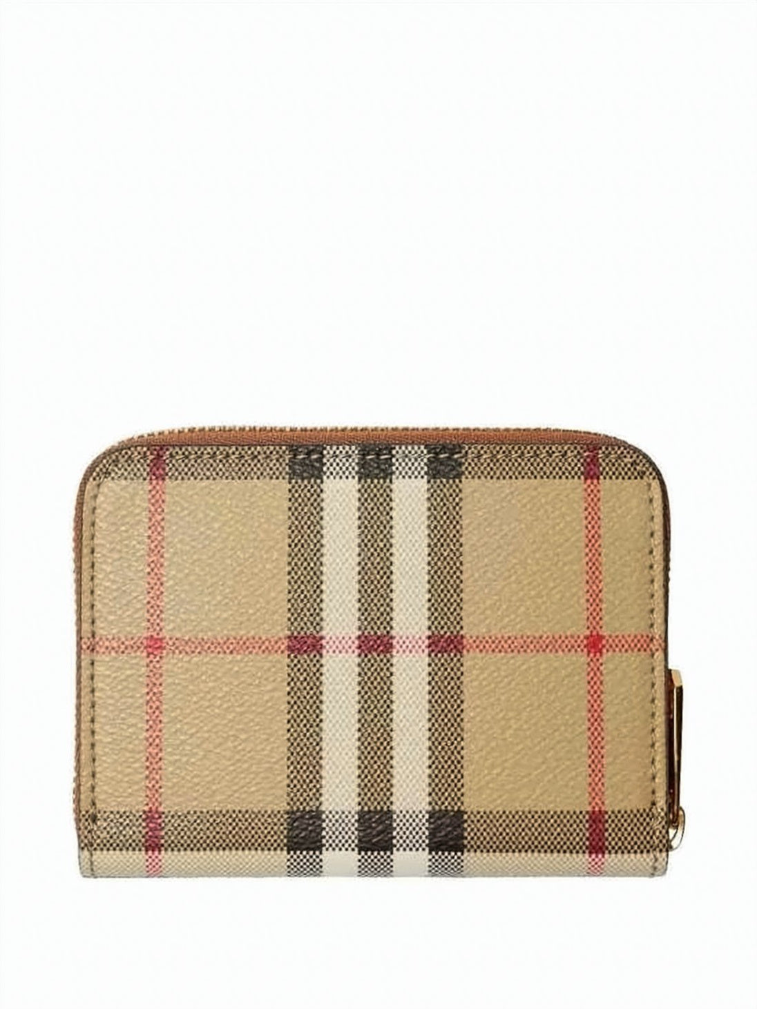 Compact Burberry Check Pattern Zip-Around Wallet
