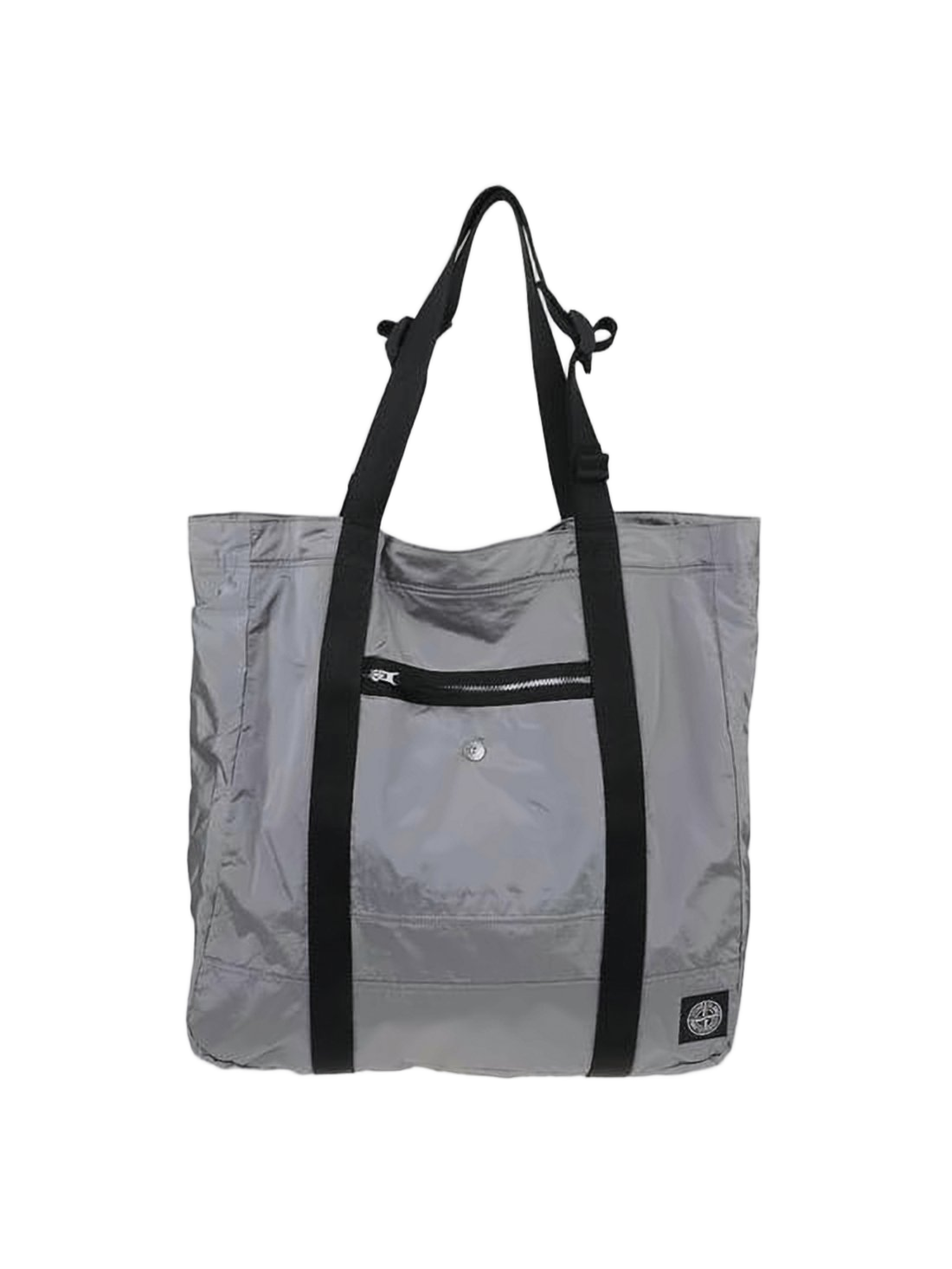 Minimalist Grey Tote Bag with Reflective Surface