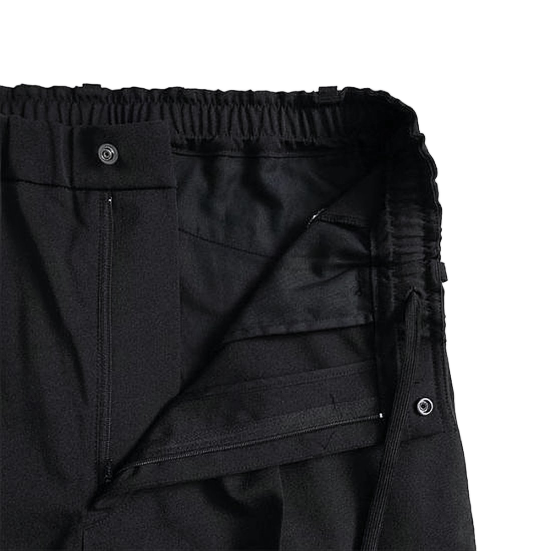 Straight Pants With Elastic Waistband And Side Pockets