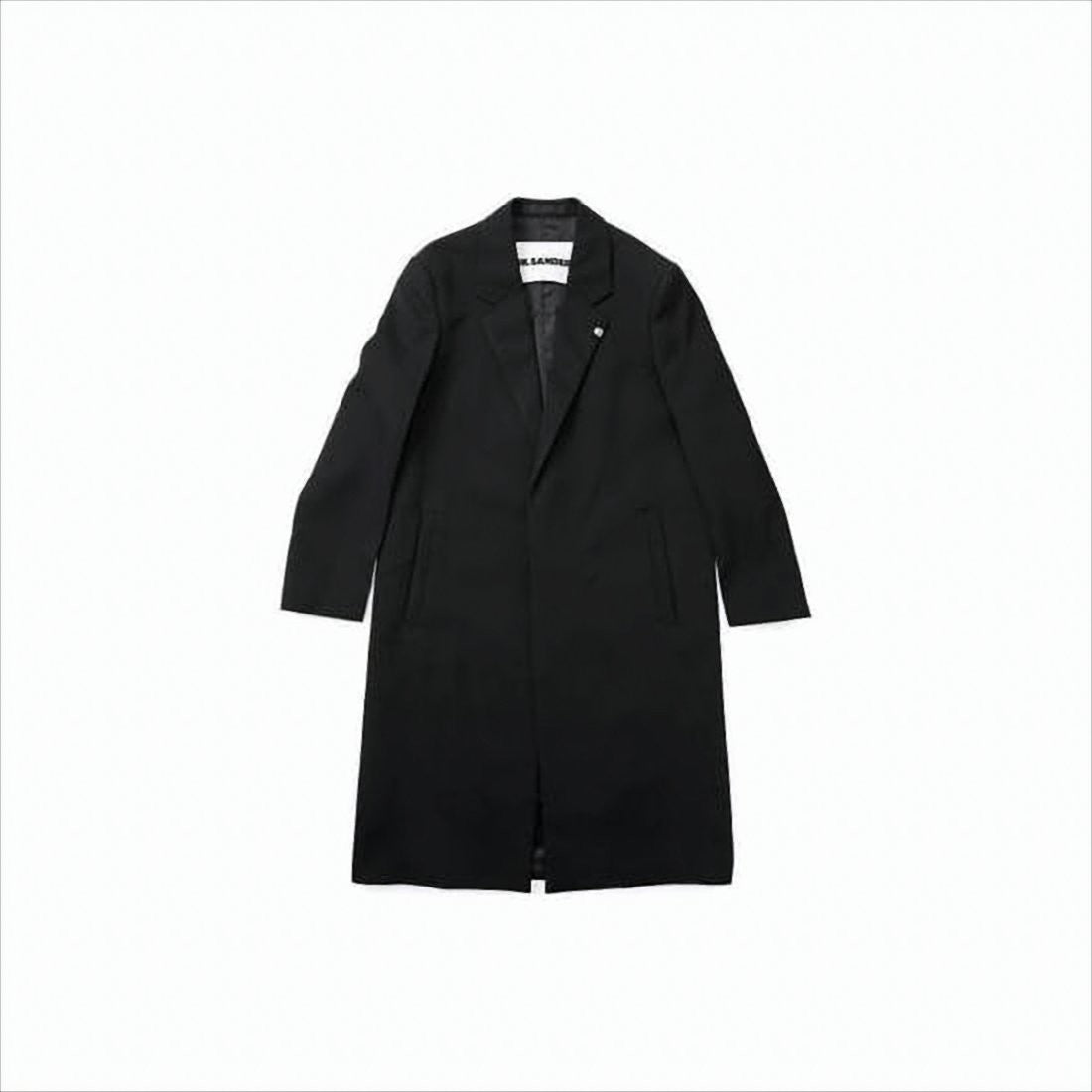 Minimalist Black Wool Tailored Coat