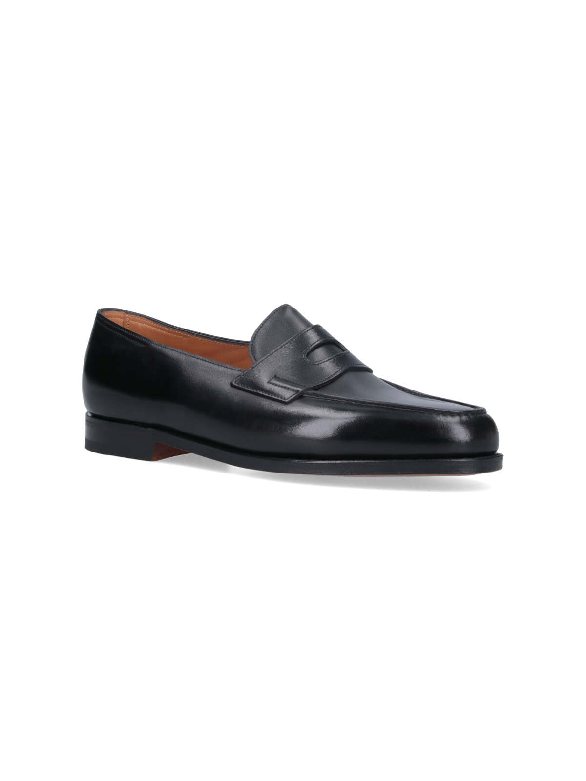 Black Leather Slip-On Loafers with Cut-Out Detail