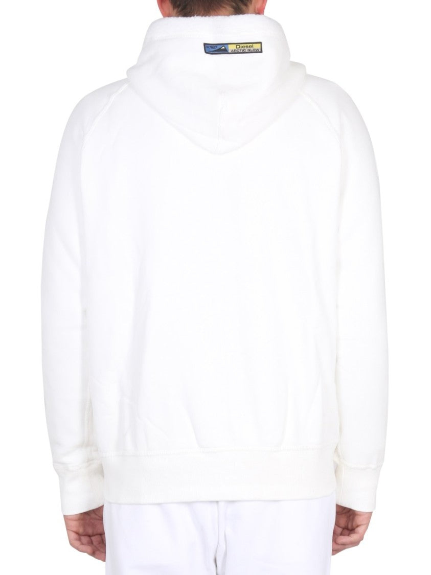 White Hooded Sweatshirt With Relaxed Fit