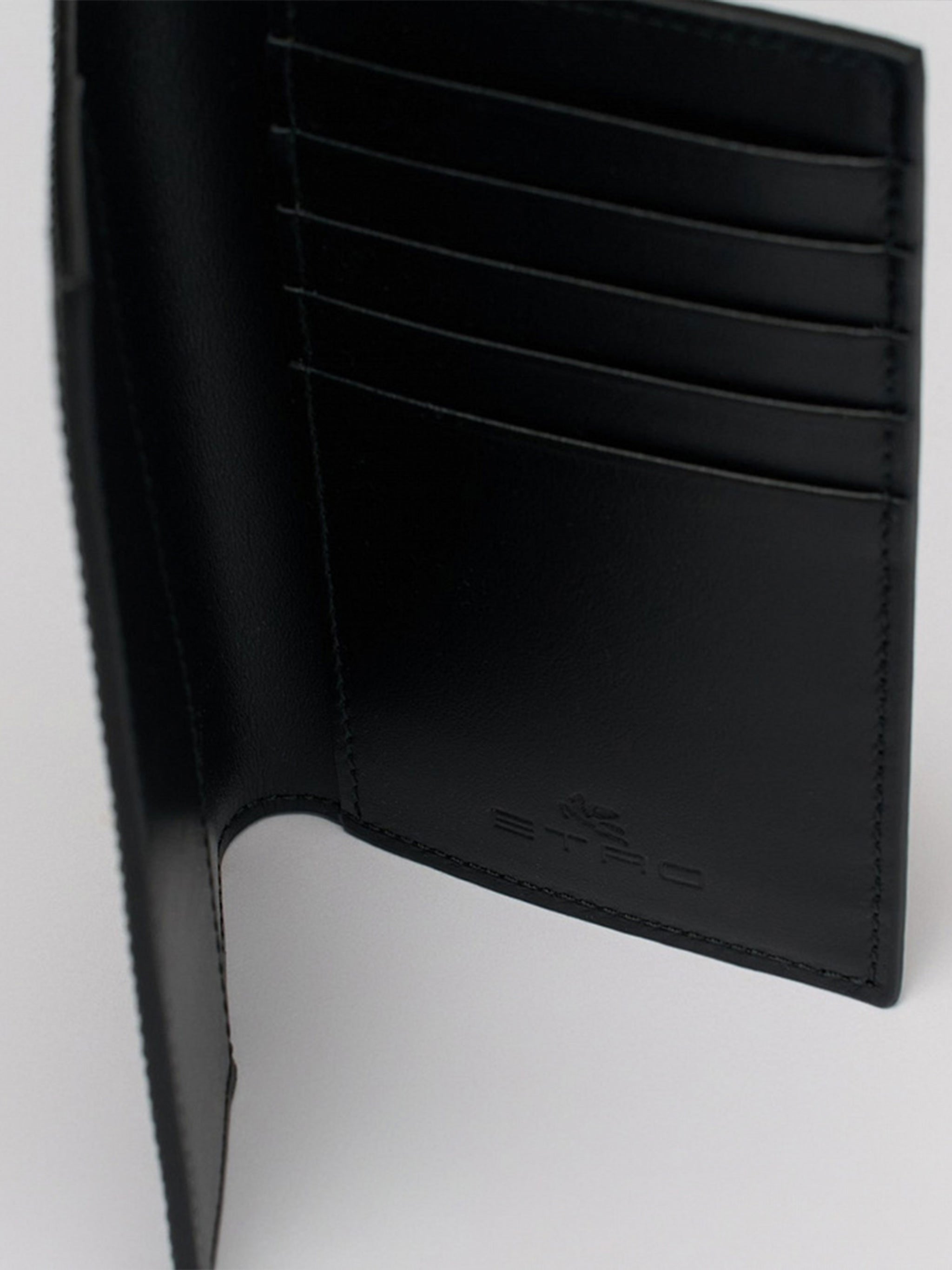 Textured Black Leather Emblem Passport Holder