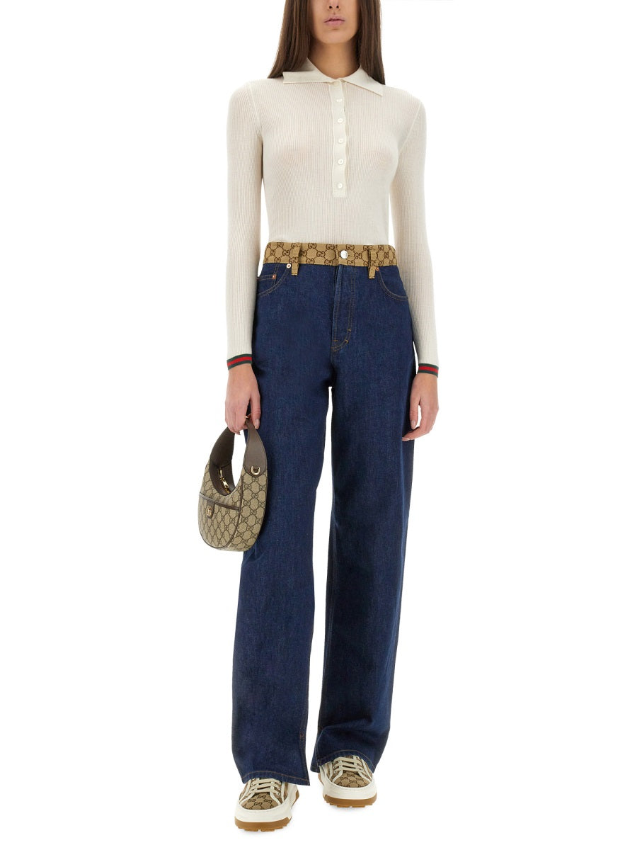 Cashmere and Silk Polo Shirt with Classic Collar