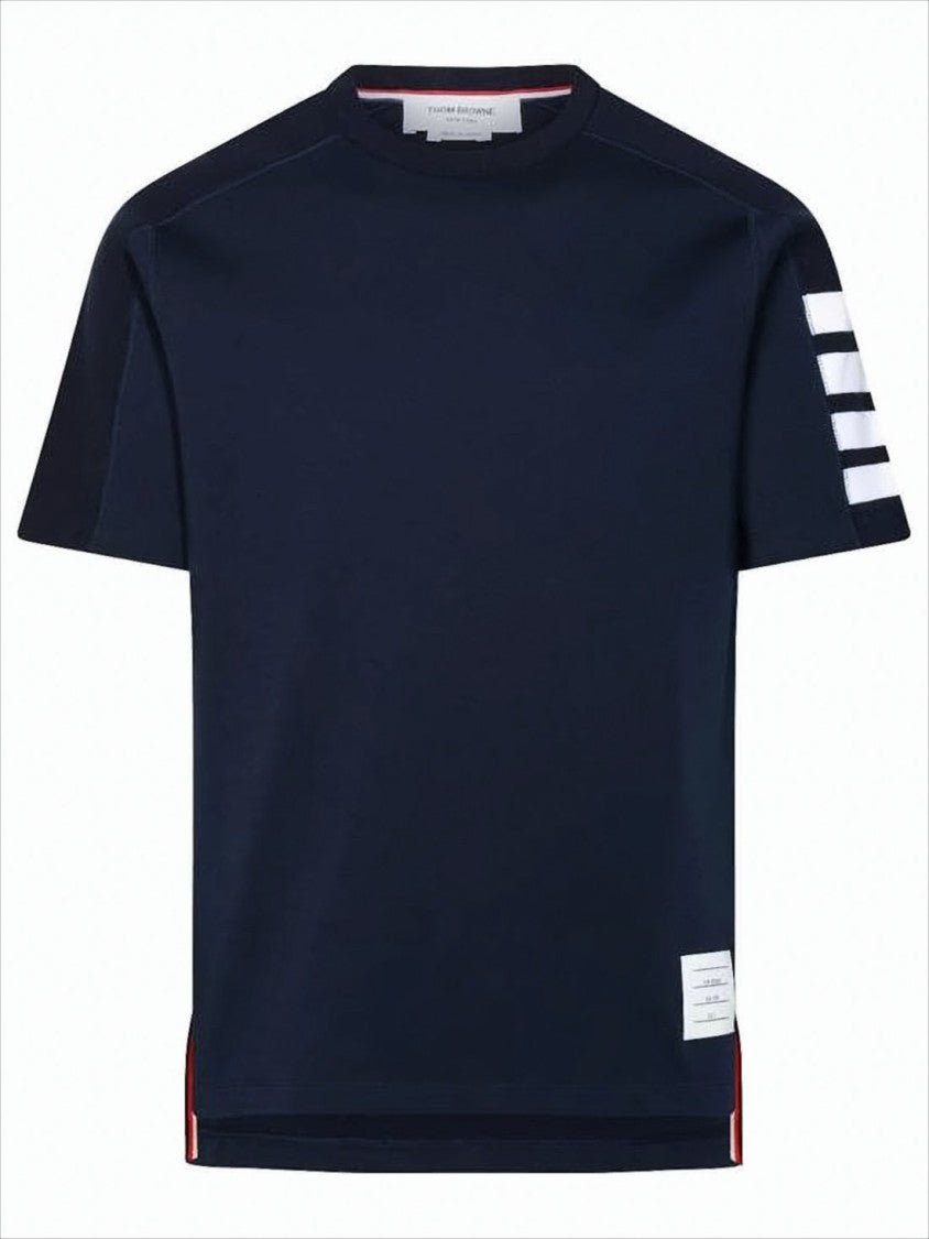 Short-Sleeve Crew Neck T-Shirt with Bold Sleeve Stripes