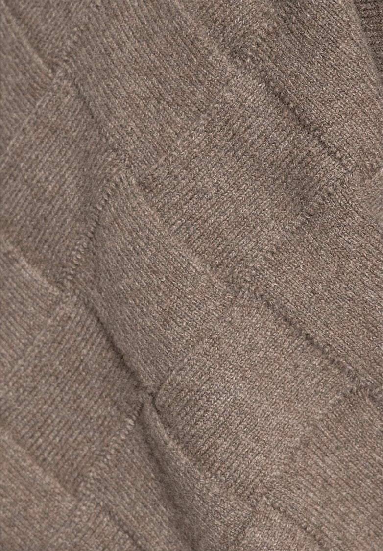 Textured Diamond Pattern Wool Knit Sweater