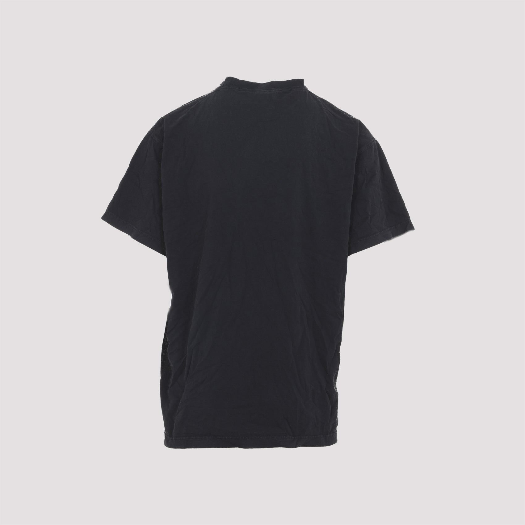 Black Cotton T-Shirt With Classic Crew Neckline