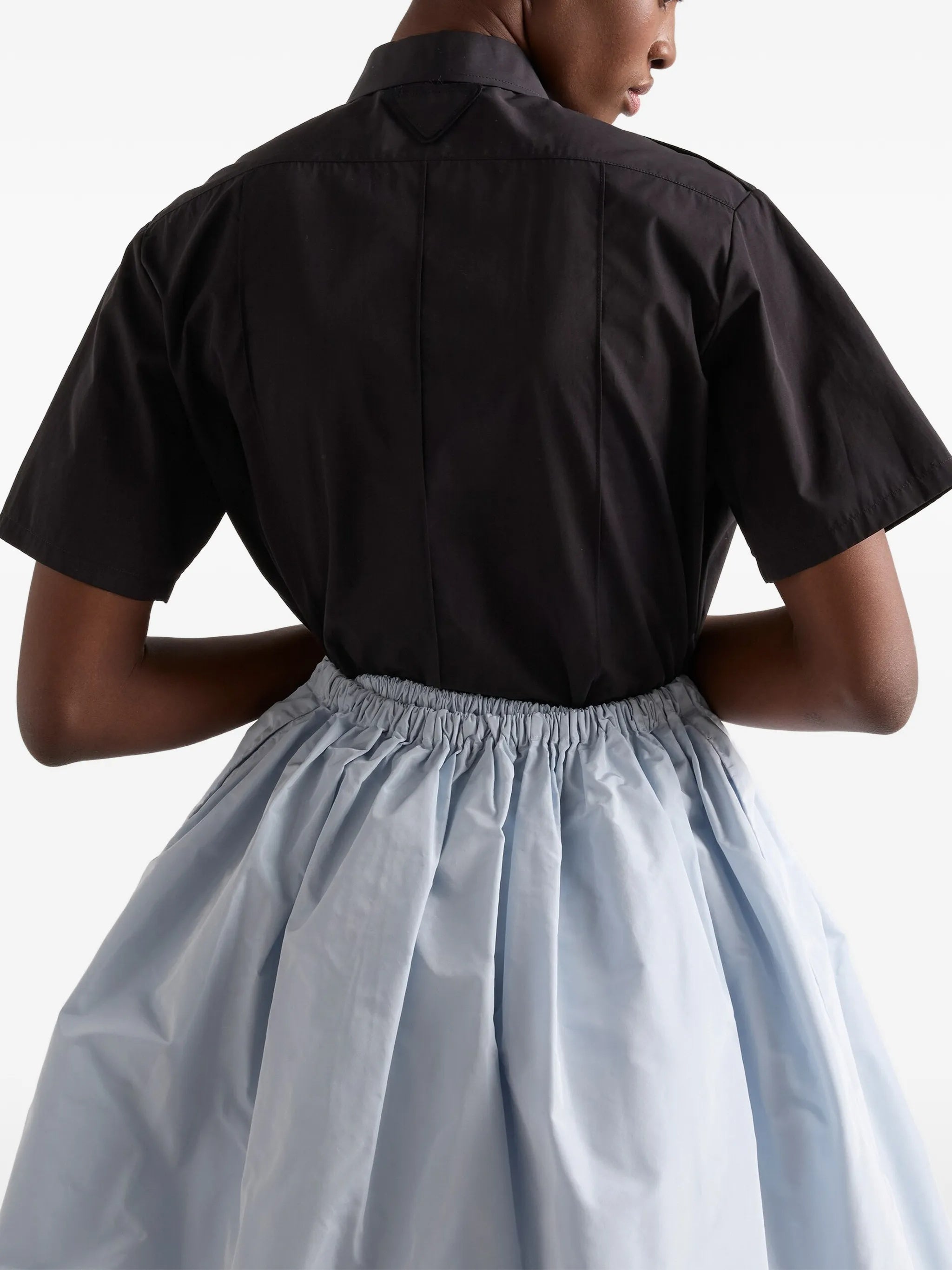Dark Popeline Boxy Short-Sleeved Shirt