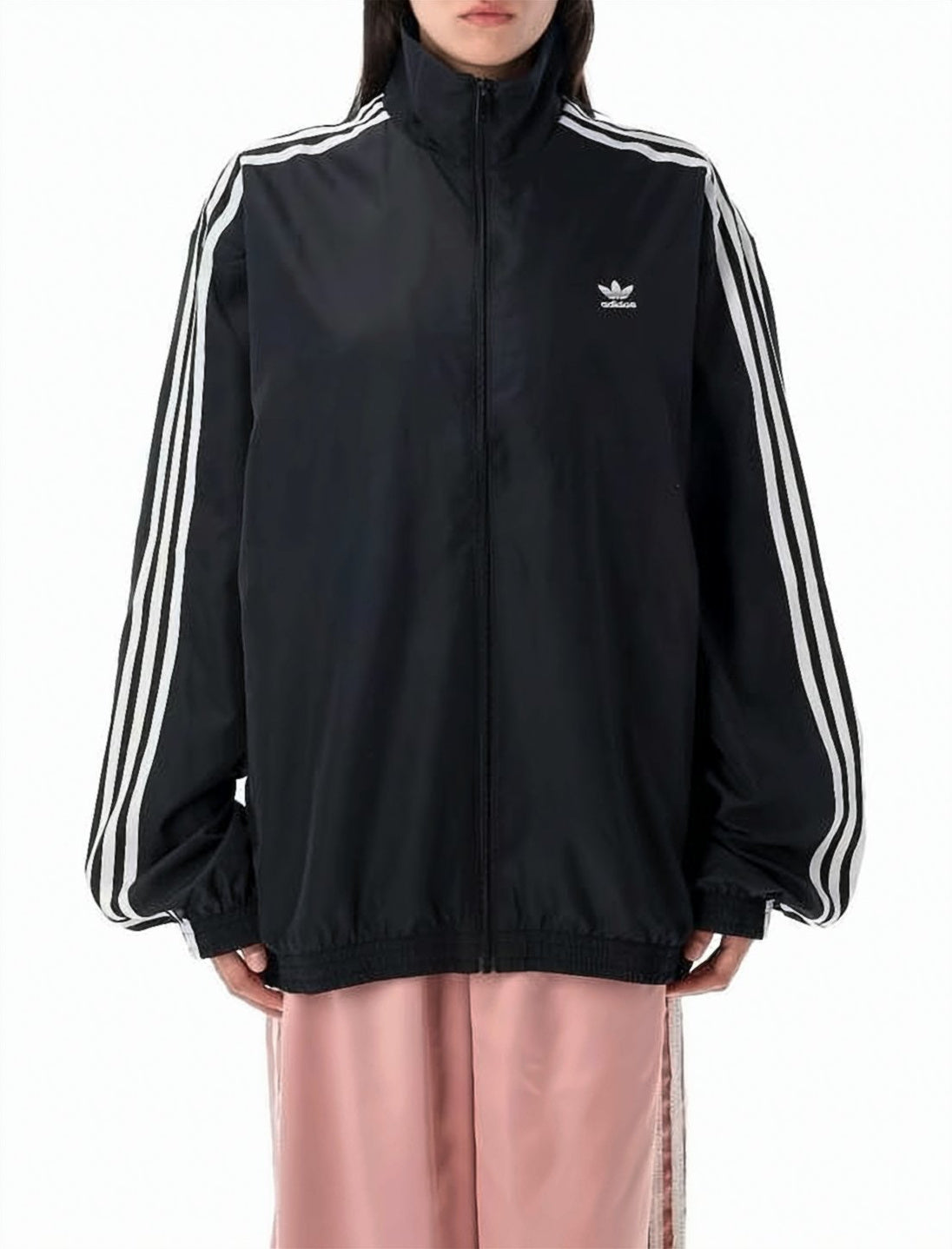 Oversized Track Top with High Collar