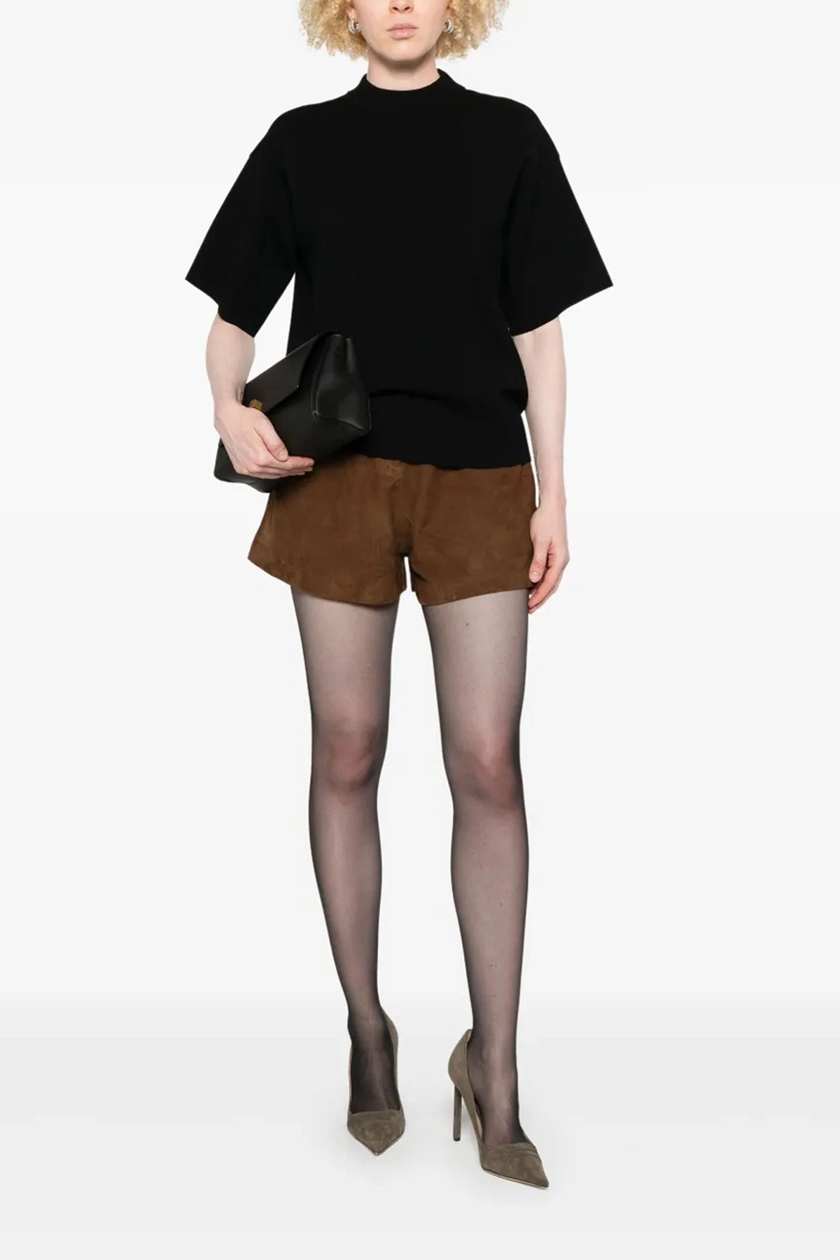 Boxy Cropped Top With Ribbed Neckline