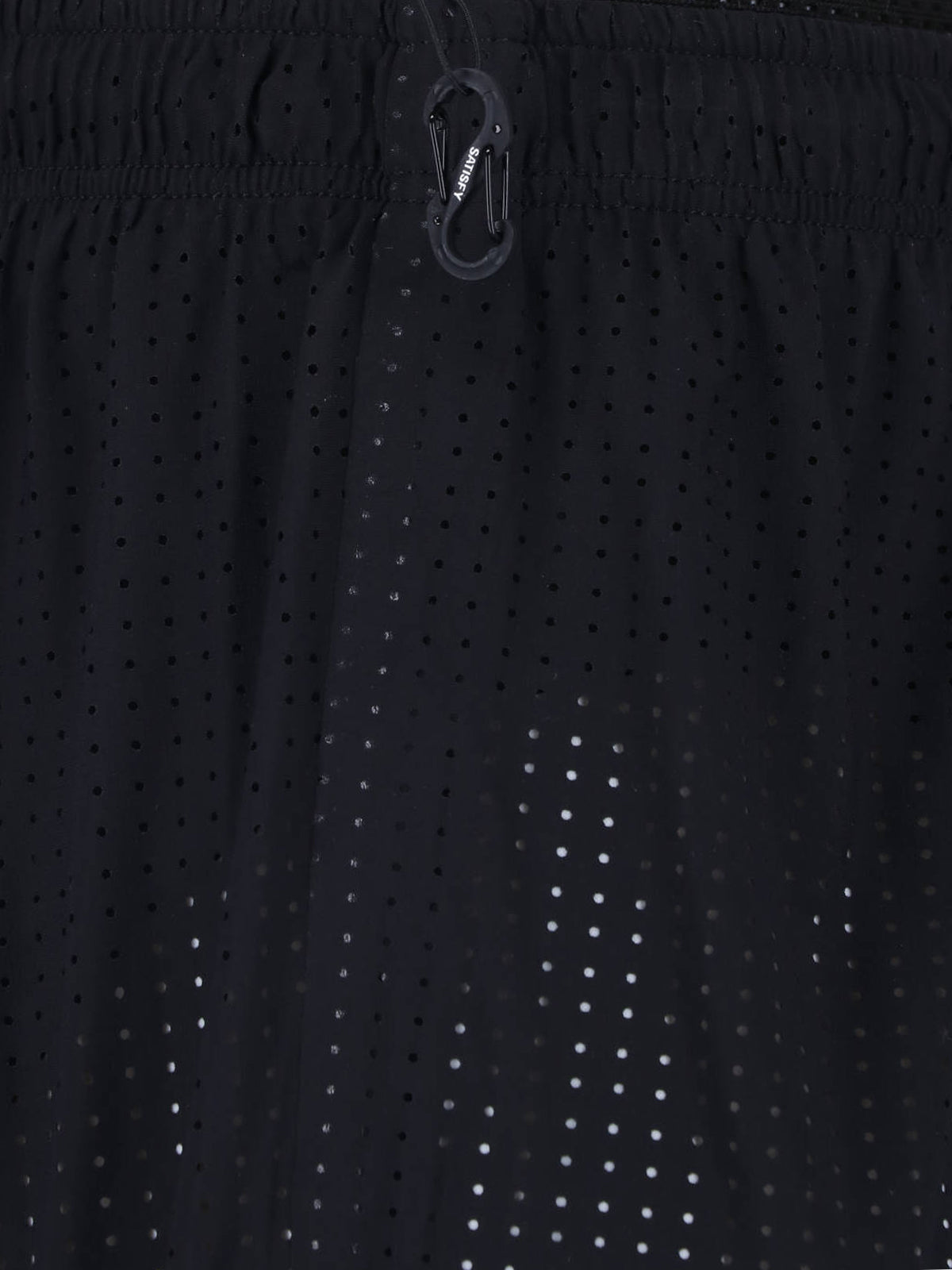 Black Lightweight Perforated Fabric Shorts