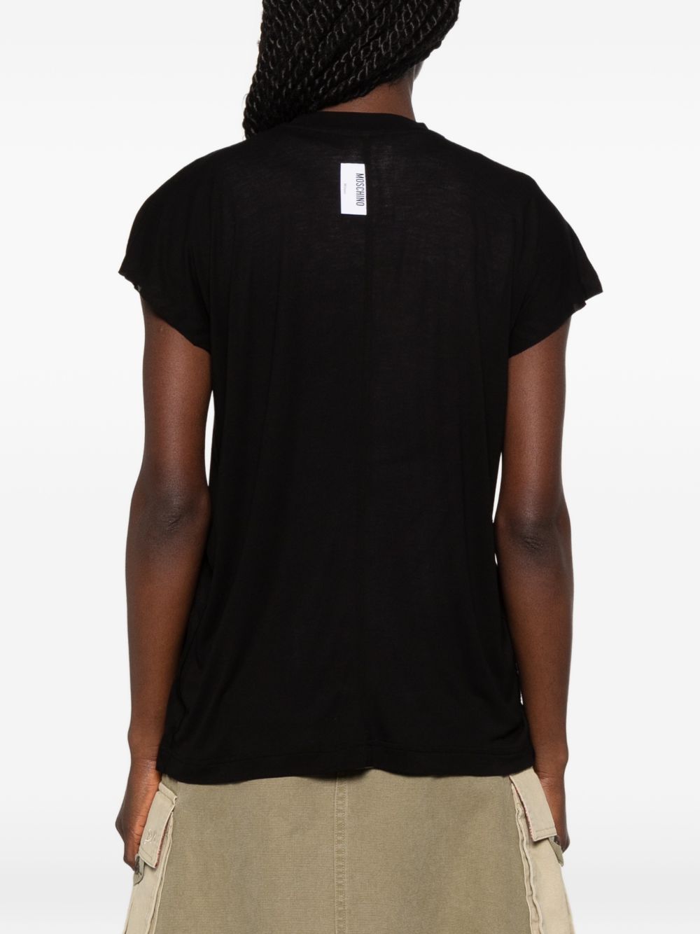 Black Slub Texture Relaxed Cap Top