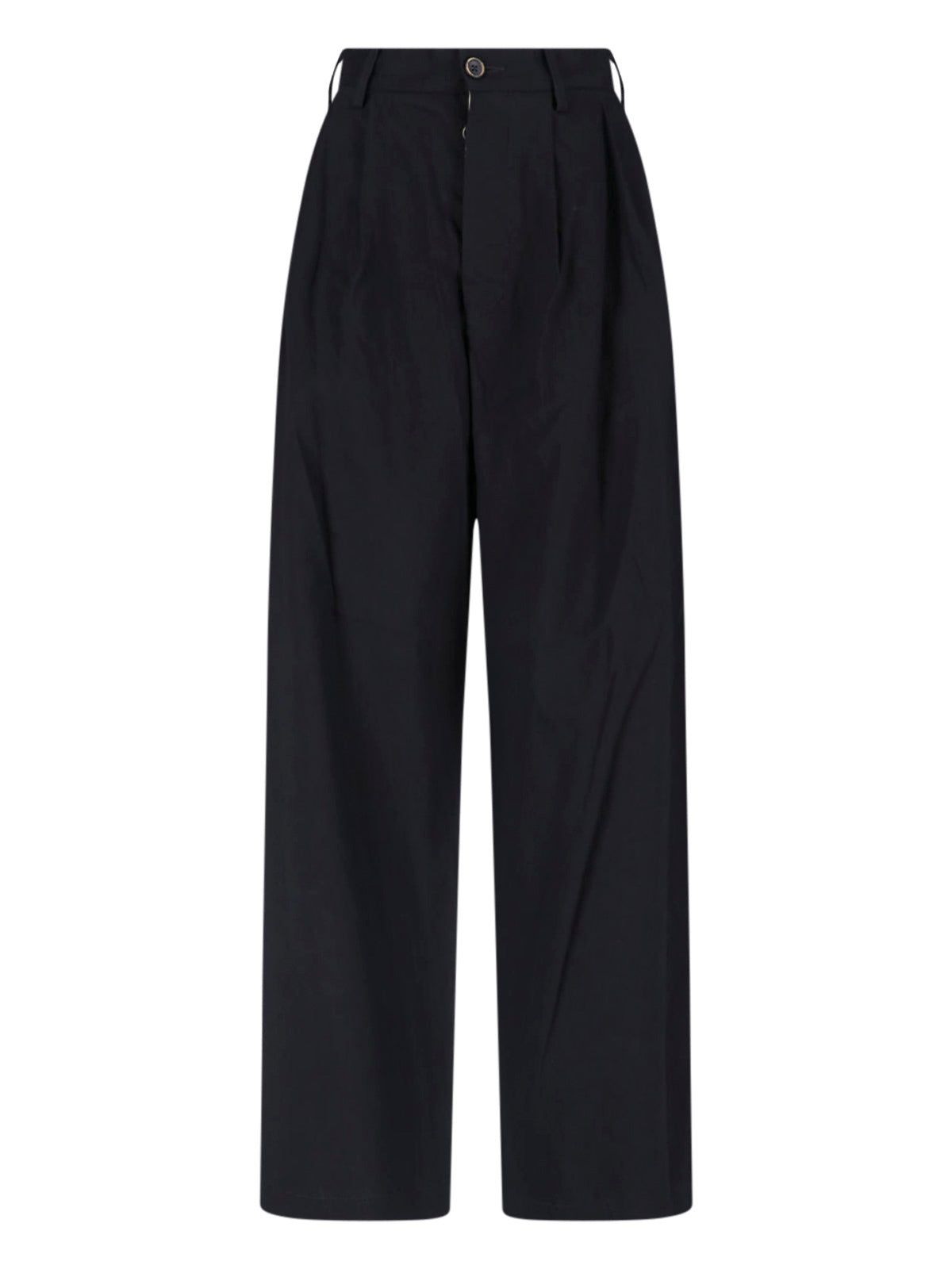 Black High-Waisted Wide-Leg Linen Trousers