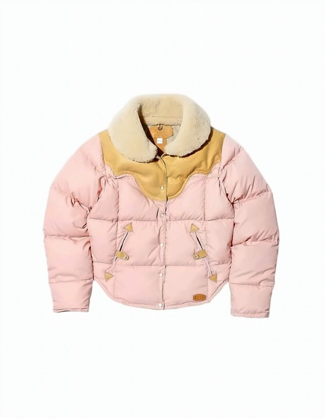 Cropped Puffer Jacket With Shearling Collar