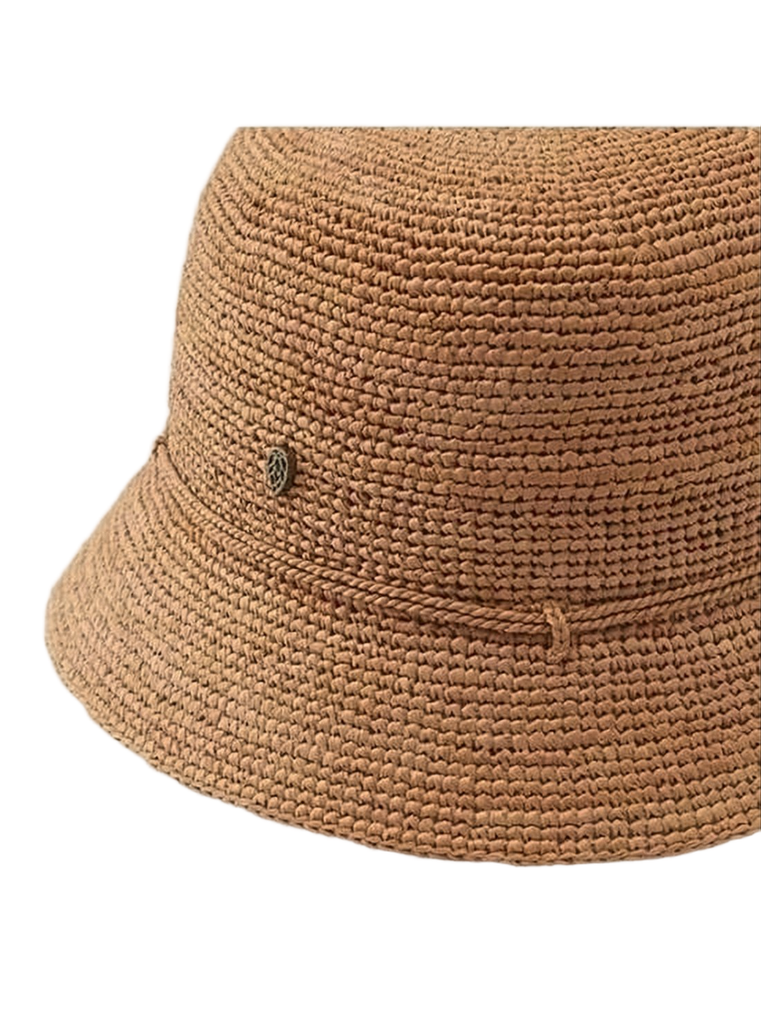 Artisanal Raffia Bucket Hat with Metallic Emblem