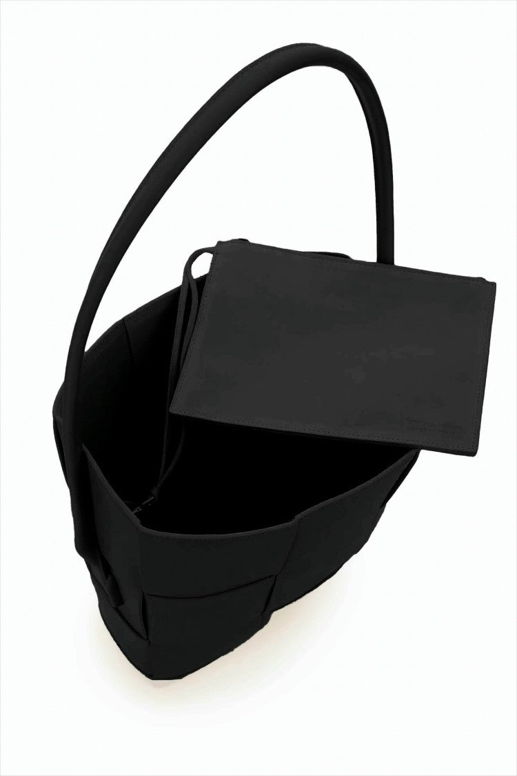 Vertical Woven Calfskin Shoulder Bag