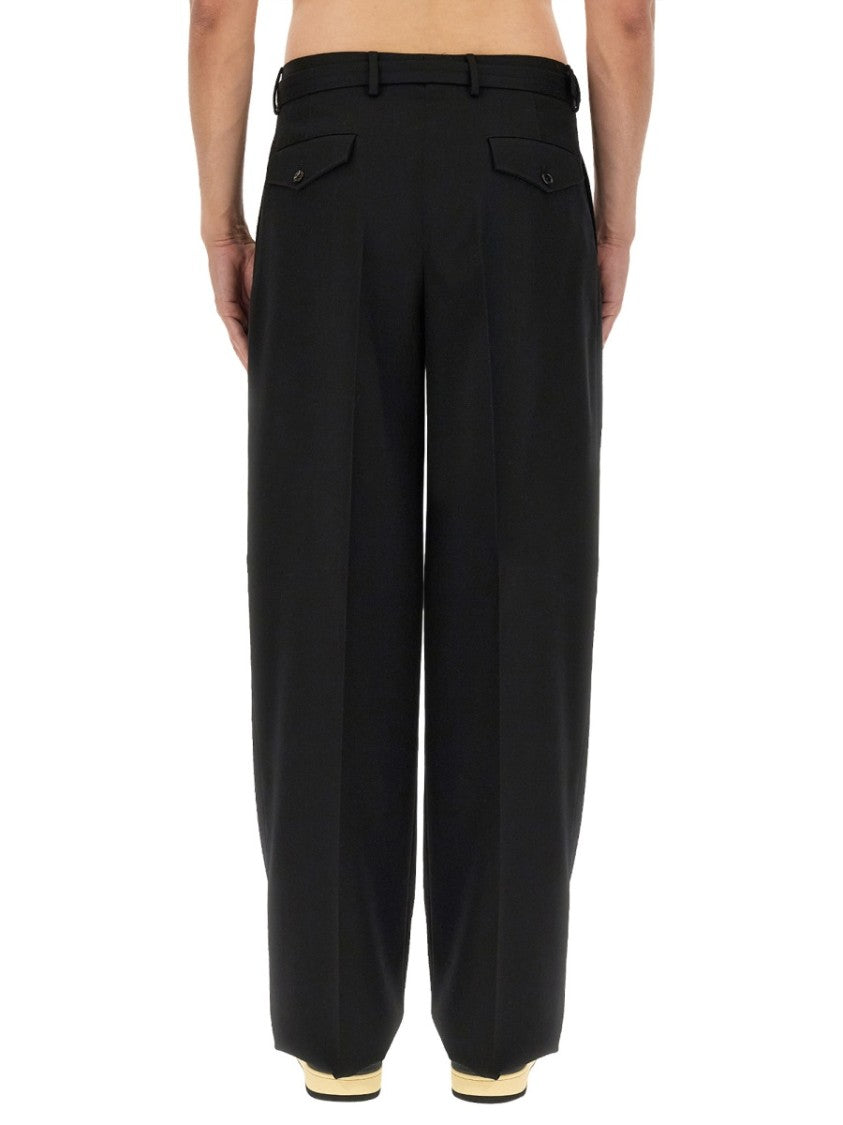 Tailored Black Wool Wide Leg Pants