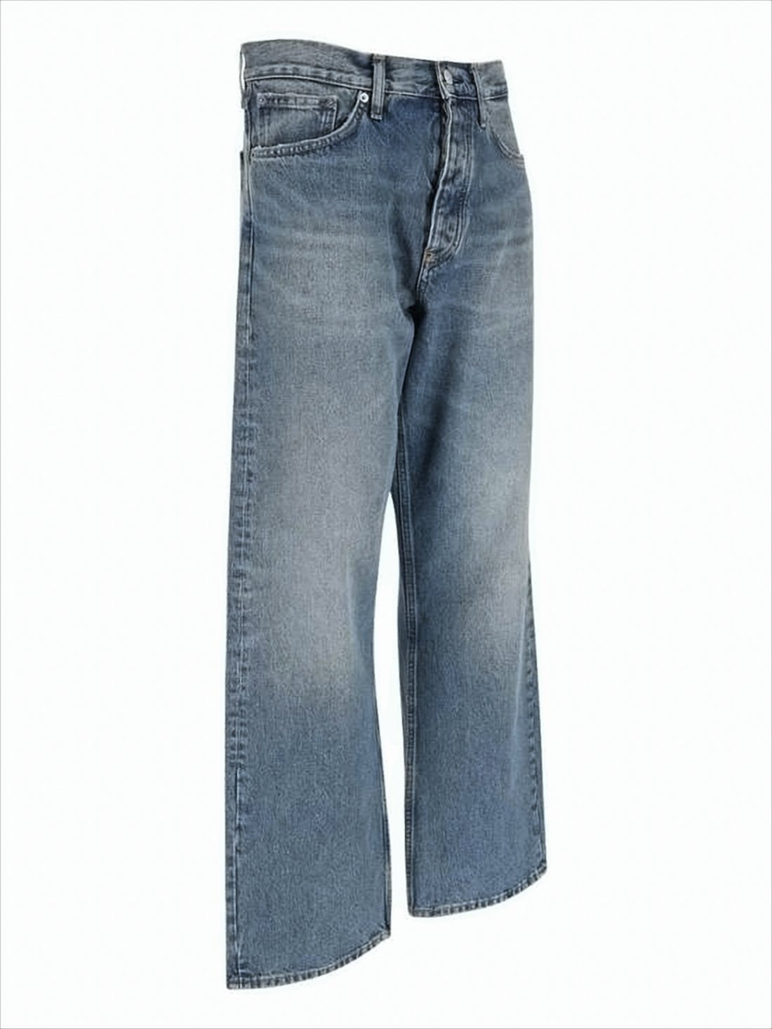 Relaxed Wide-Leg Denim Pants with Faded Wash
