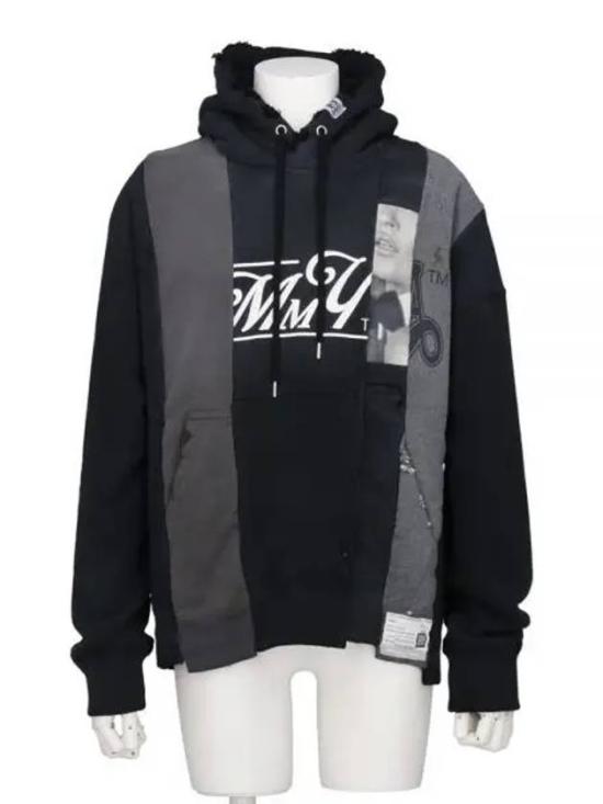Patchwork Design Hoodie With Graphic Print And Kangaroo Pocket