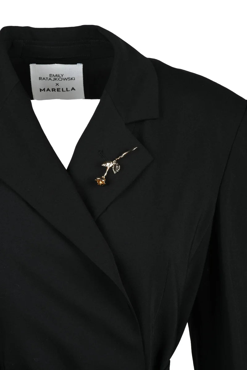 Cutout Waist Blazer - Black