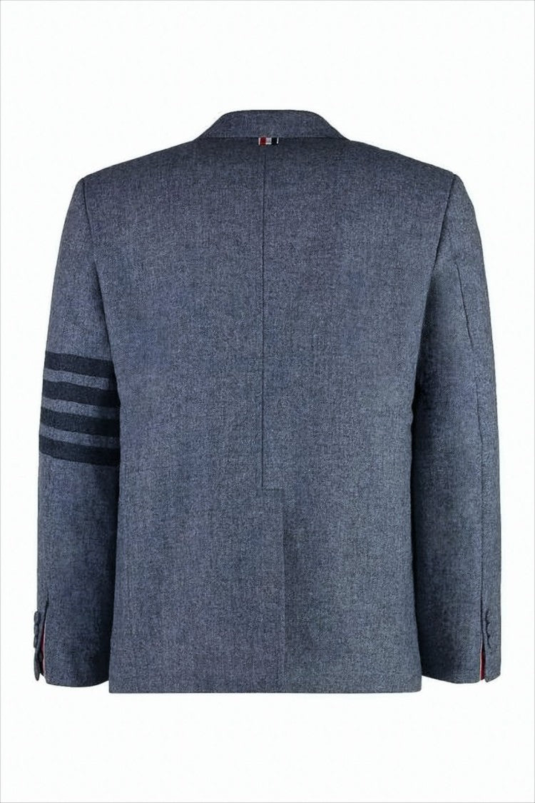 Tailored Wool Suit Jacket with Notch Lapel and Signature Stripe
