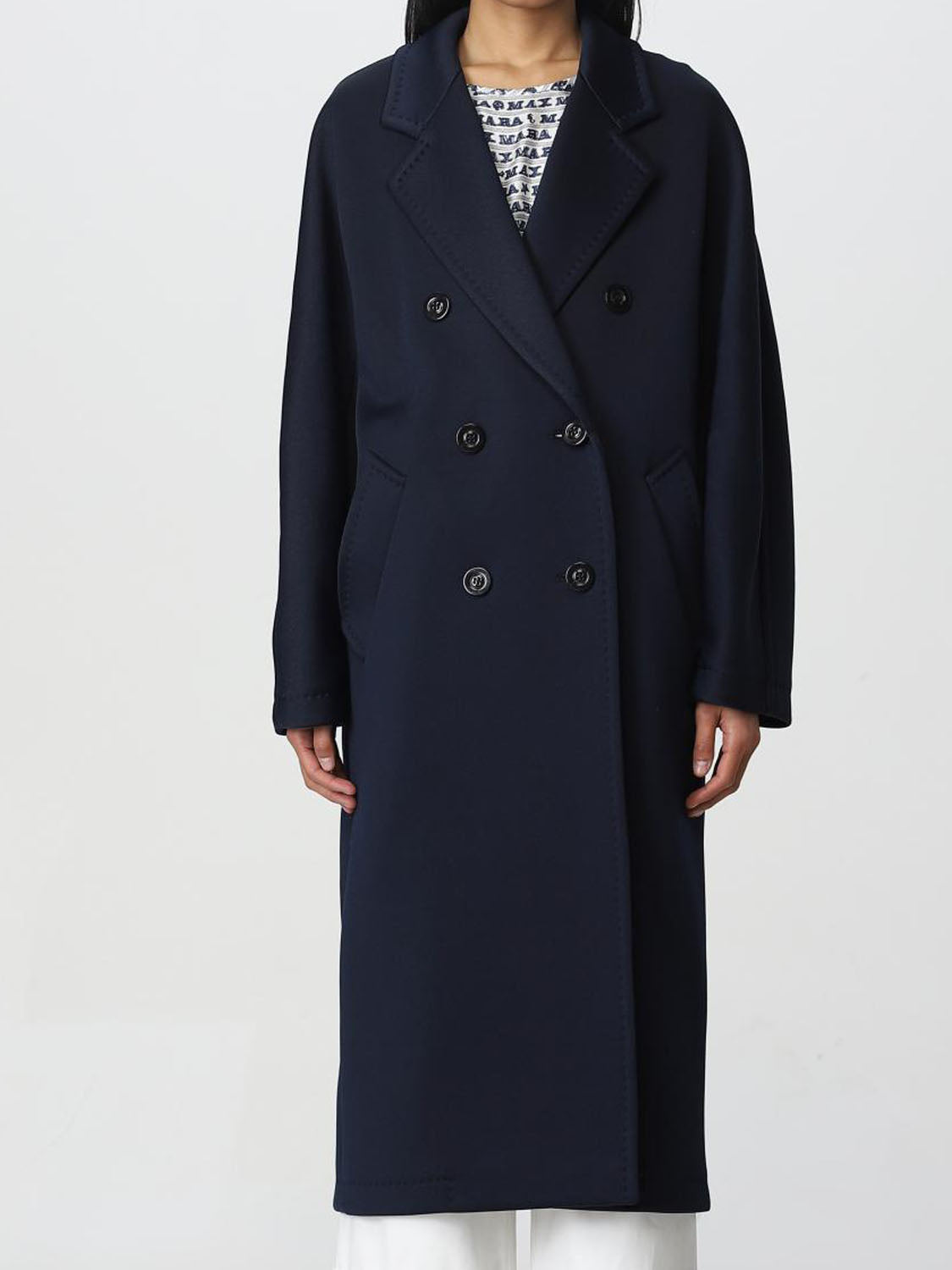 Double-Breasted Blue Coat with Classic Lapel