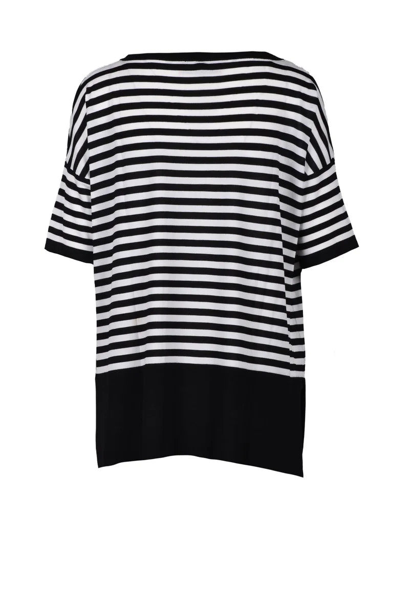 Viscose/Polyamide/Silk Knit Top - Black/White