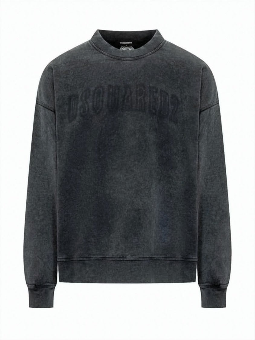 Washed Black Long-Sleeve Sweatshirt