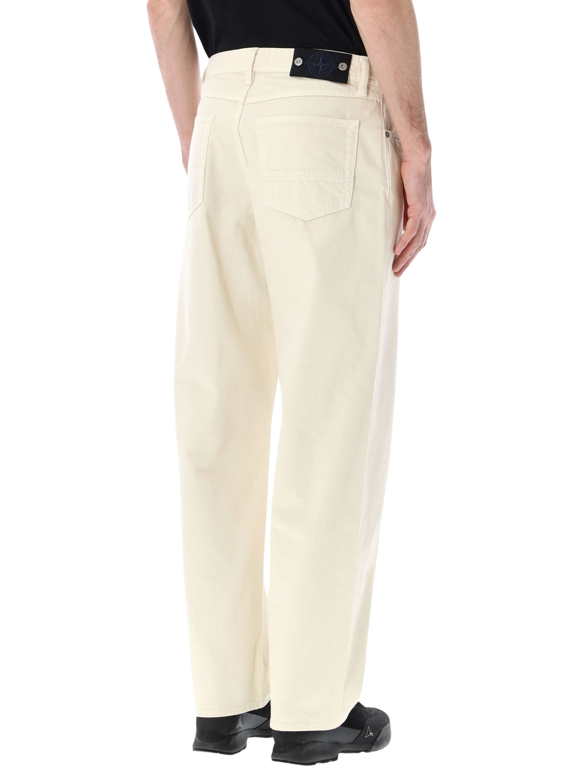 Straight-Leg Ivory Jeans