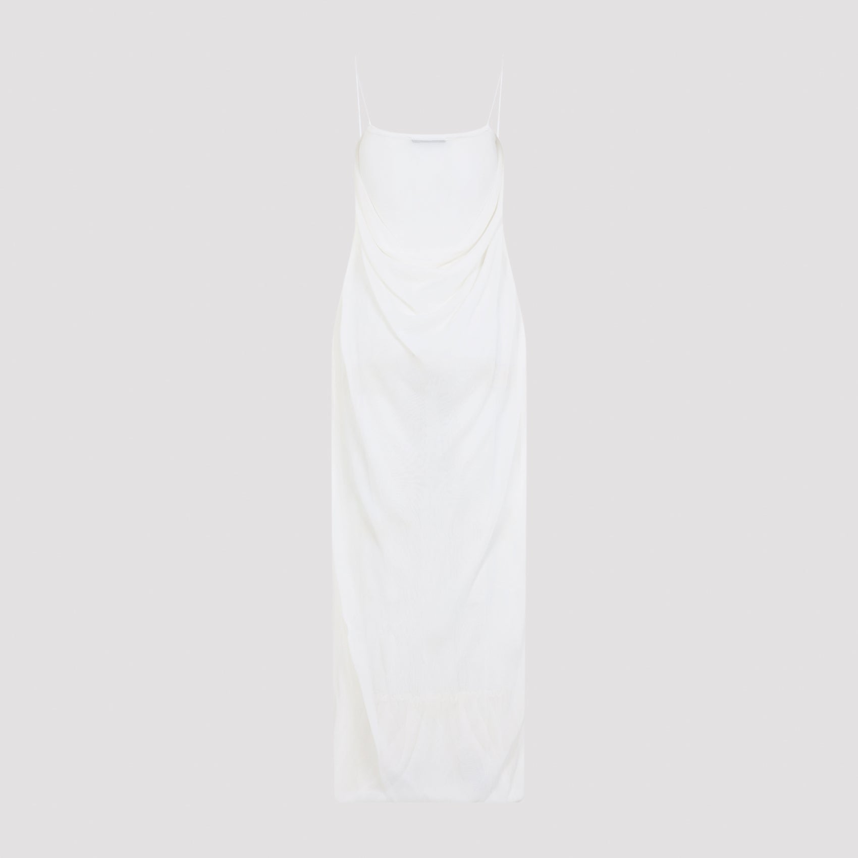 Long Spaghetti Strap Dress with Draped Back