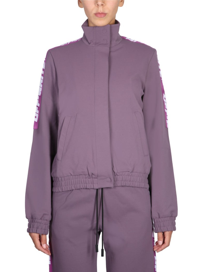High Collar Sweatshirt With Logo Bands