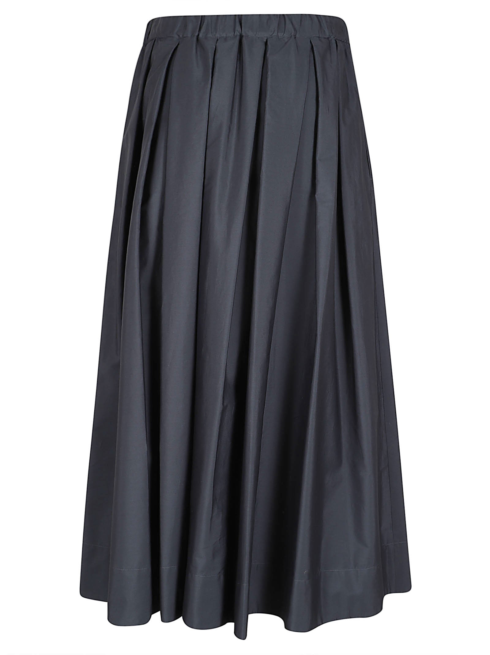 Voluminous Pleated Midi Skirt with Gathered Waistband