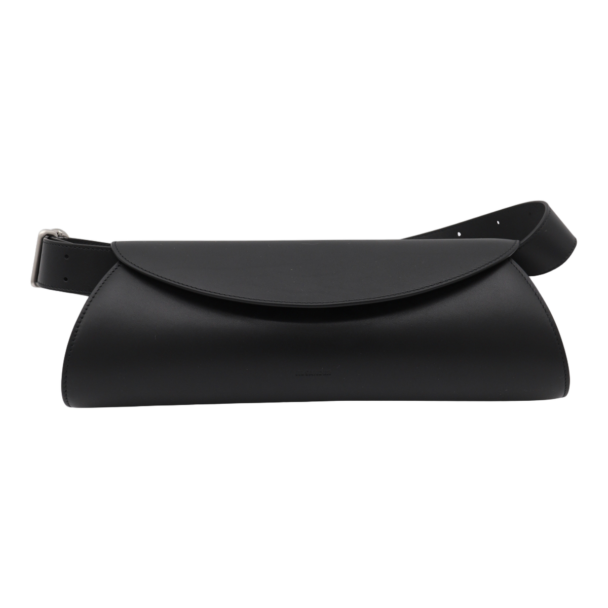 Elongated Black Bag with Curved Flap