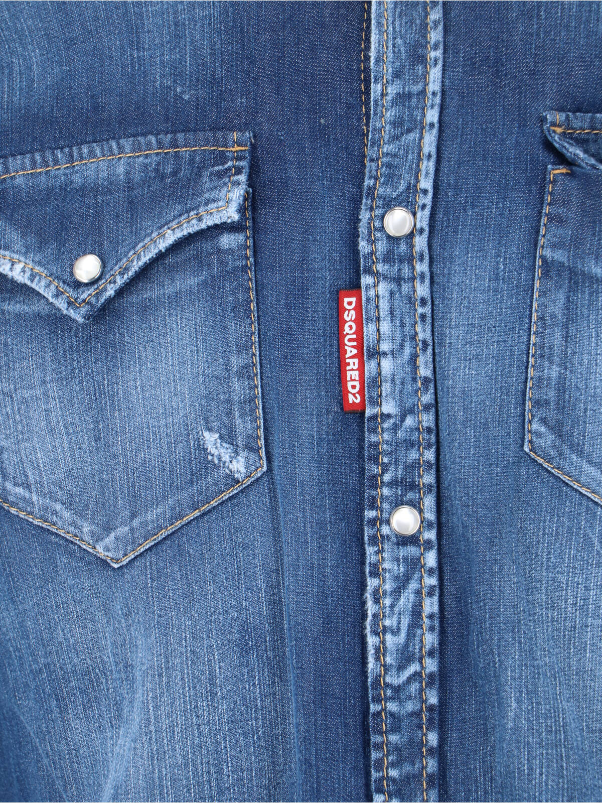 Blue Western Stretch Denim Logo Shirt